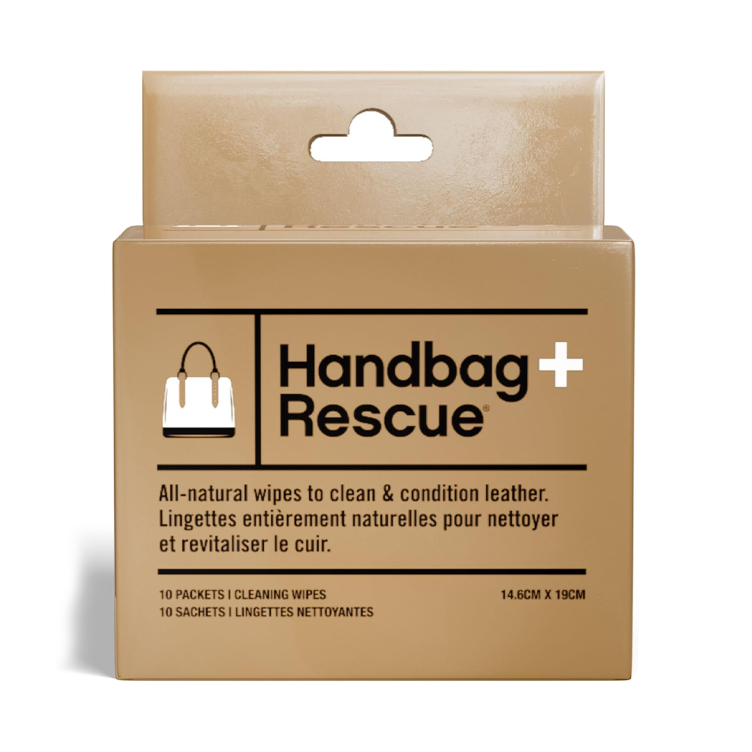 Boot Rescue HandBagRescue All-Natural Leather Cleaning Wipes ƒ?? Remove Dirt & Stains | Condition Leather Handbags with Essential Oils (Box of 10 Individually Wrapped Wipes)