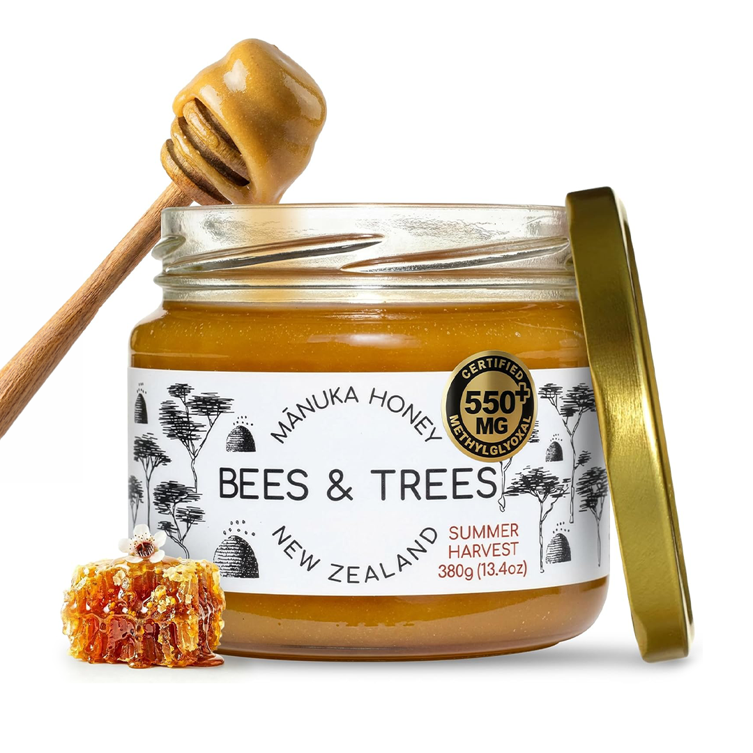 عسل مانوكا 550+ MGO من Bees & Trees - خام، نقي وغير مصفى
