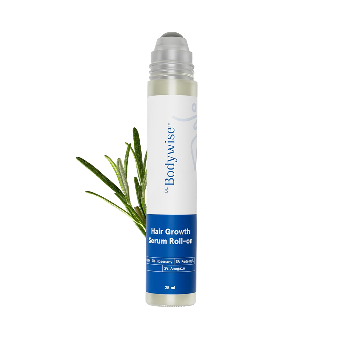 "Be Bodywise Hair Growth Serum (Roll On) 25ml | 3% Redensyl, 2% Aminexil, 2% Anagain & 1% Rosemary | Thicker & Stronger Hair Growth | Prevents Hair Fall & Stimulates Hair Follicles | For All Hair Types "