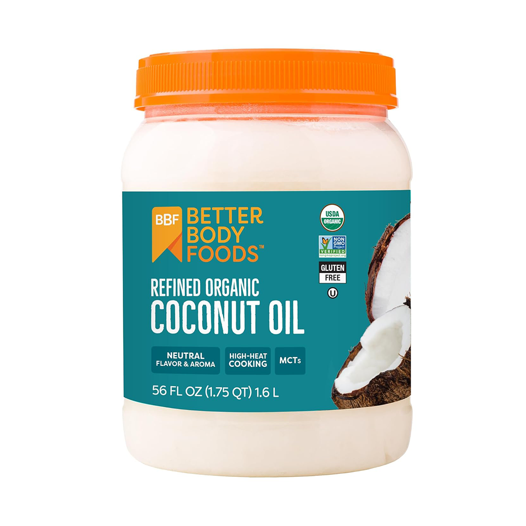 BetterBody Foods Organic Naturally Refined Coconut Oil with Neutral Flavor and Aroma