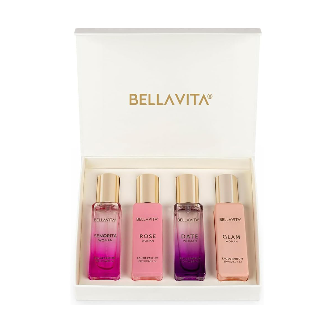 BellaVita Luxury Perfume Gift Set for Women (4x20ml) The Ultimate Fragrance Discovery Wardrobe
