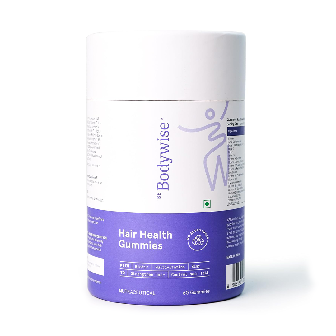 Be Bodywise Biotin Hair Gummies ƒ?? 60 Day Vegan Hair, Skin & Nails Support (Sugar Free)
