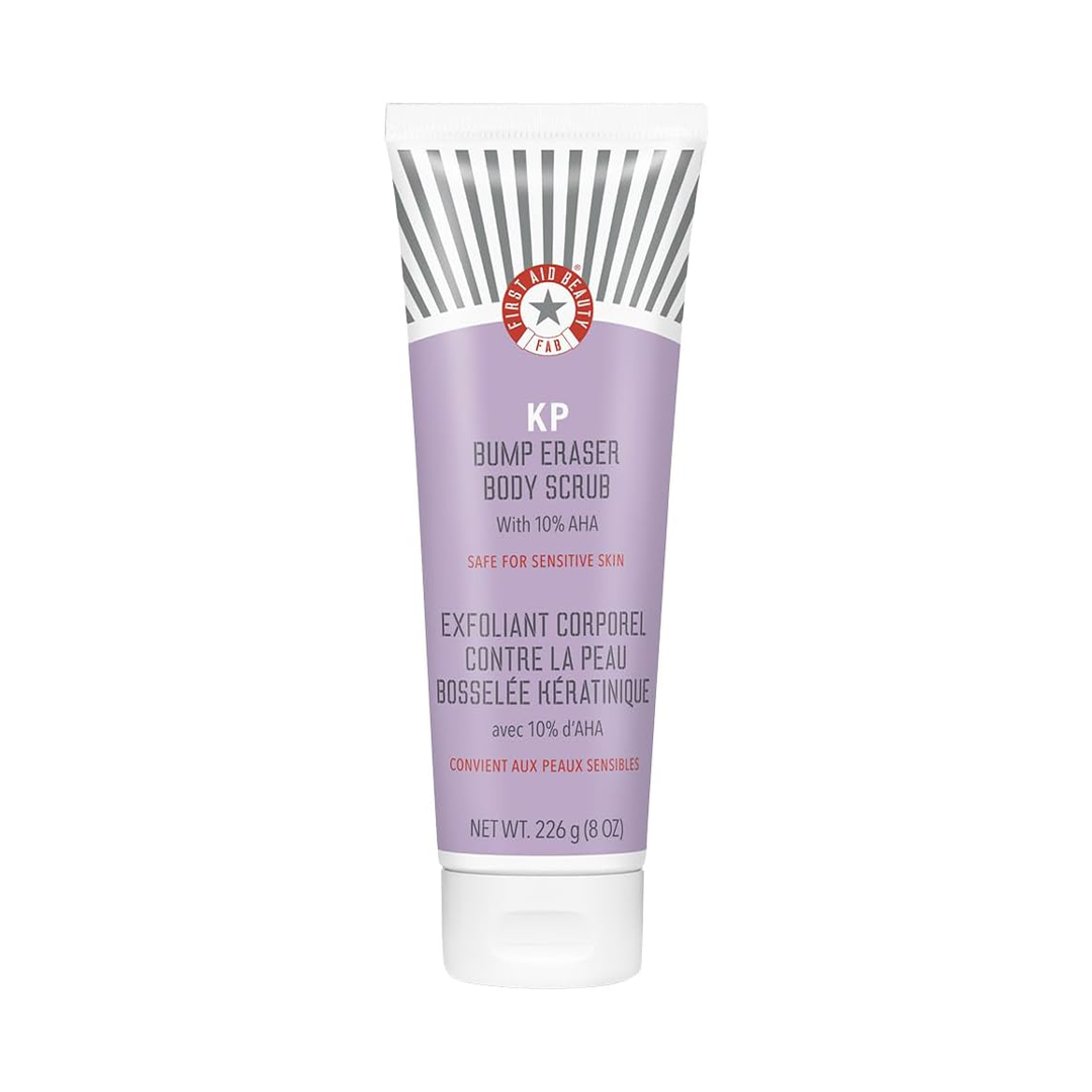 First Aid Beauty KP Bump Eraser Body Scrub 10% AHA Keratosis Pilaris Exfoliating Treatment with Glycolic & Lactic Acid | Smooths Rough Skin & Bumps