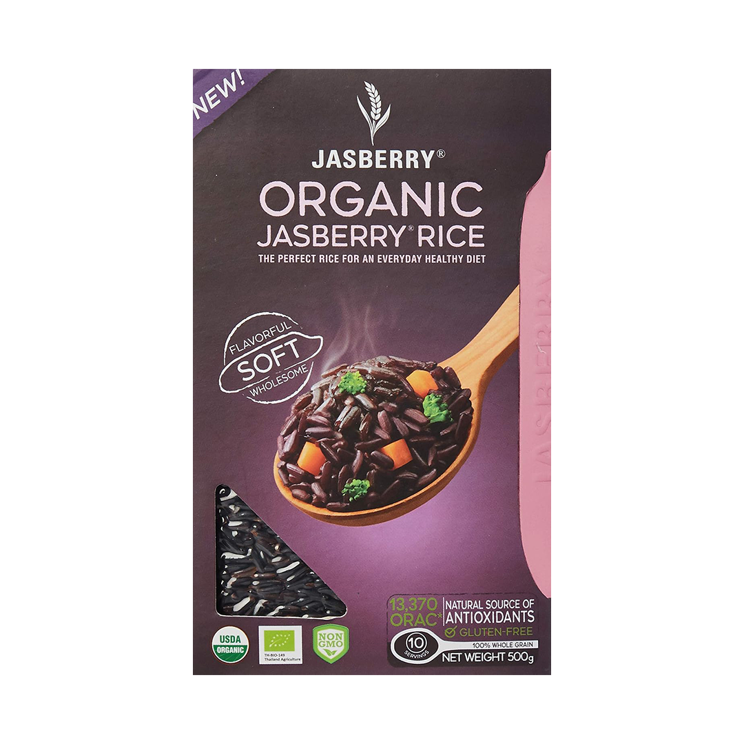 Jasberry Organic Purple Rice 500g Whole Grain Superfood Gluten Free Non GMO Rice Rich in Antioxidants and Fiber
