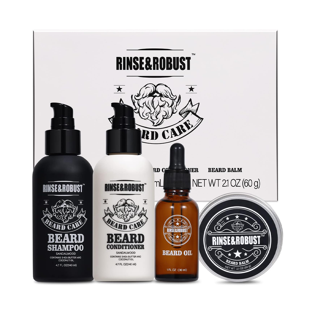 Gifts for Men BODY & EARTH 4pcs Skin Care Gifts Set Beard Wash & Beard Conditioner Set Gift For Men Beard Grooming Kit Shampoo and Oil,Gifts for Boyfriend Husband Father