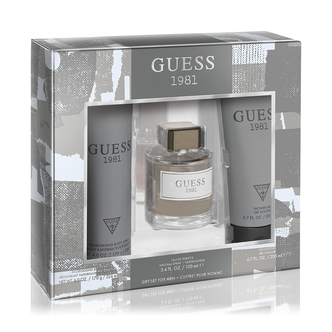 Guess 1981 Set for Men, 100 ml Eau De Toilette, 200 ml Shower Gel, 170 g Body Spray