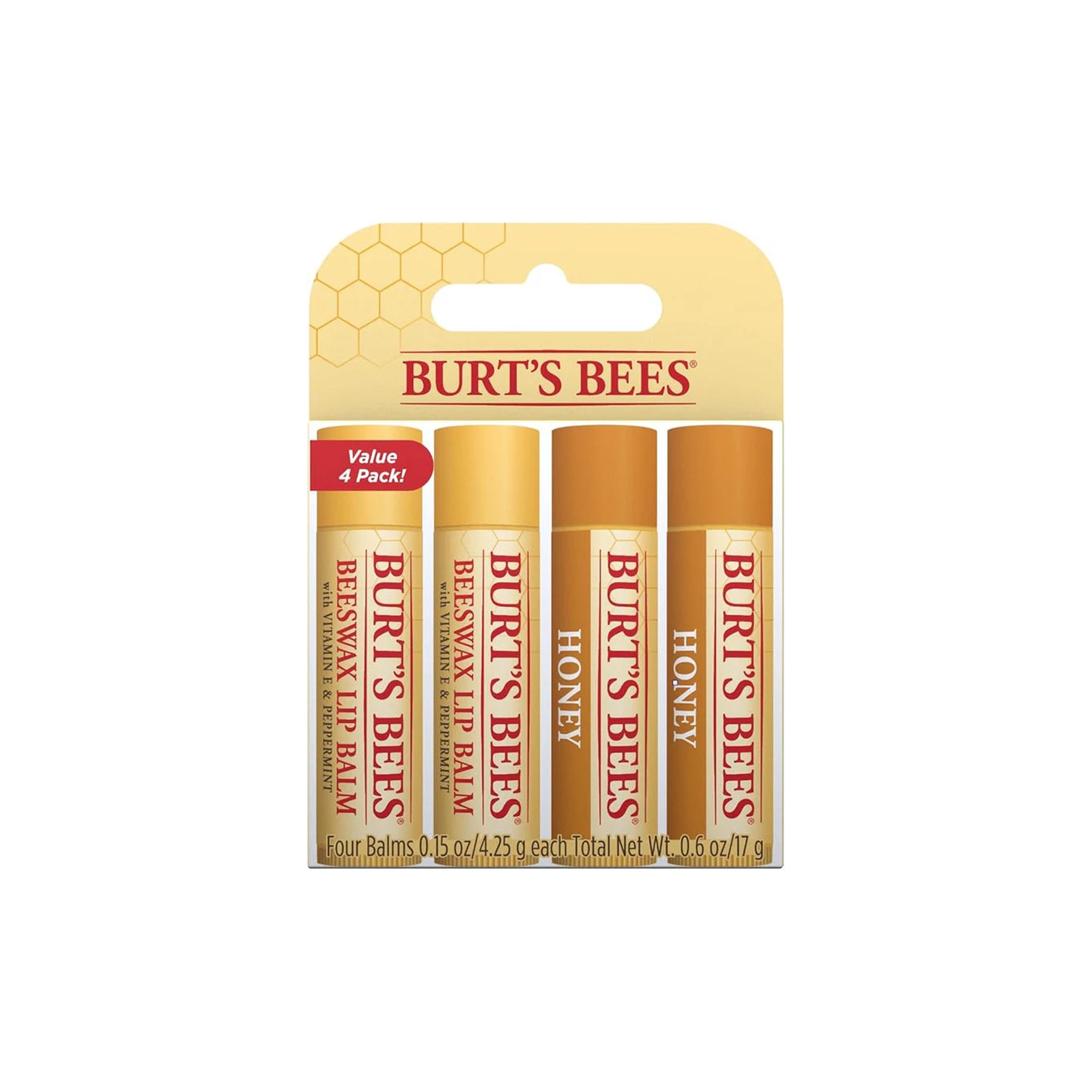 Burt’s Bees Beeswax & Honey Lip Balm 4-Pack
