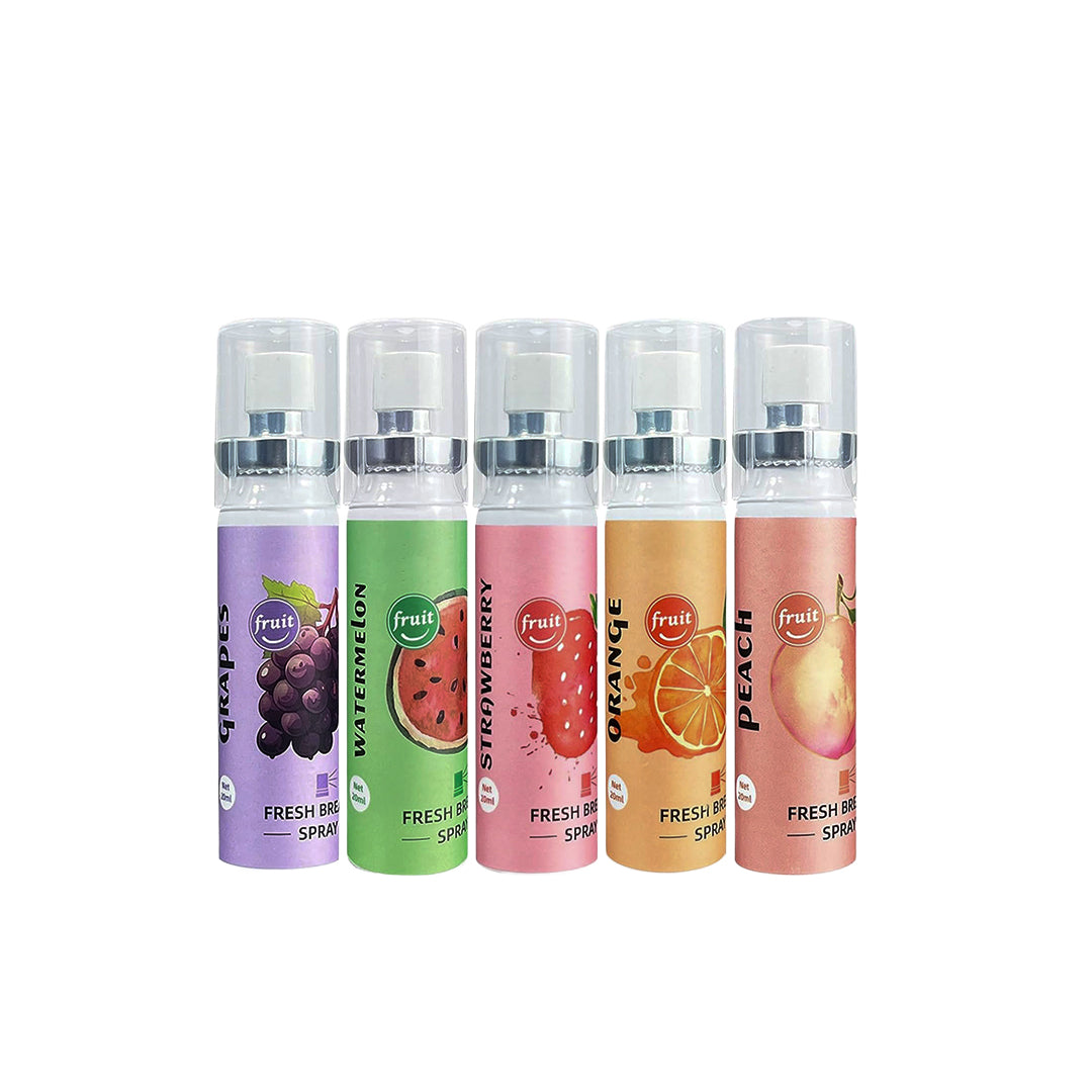 5-Piece Fruit-Flavored Oral Breath Spray Set – Portable Mouth Freshener (Alcohol-Free)