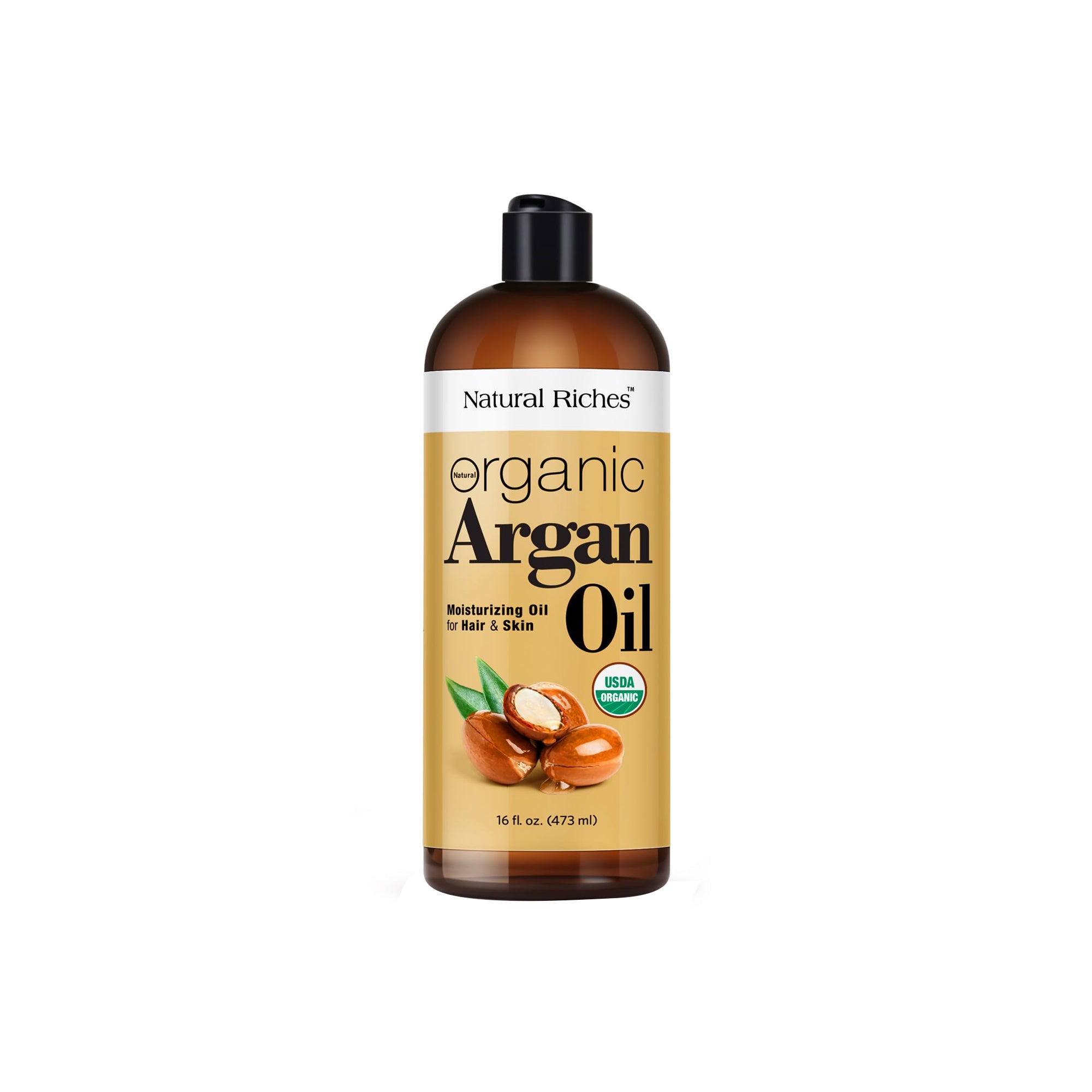 Natural Riches Organic Argan Oil of Morocco 16 oz, Hair, Face & Body Moisturizing Oil