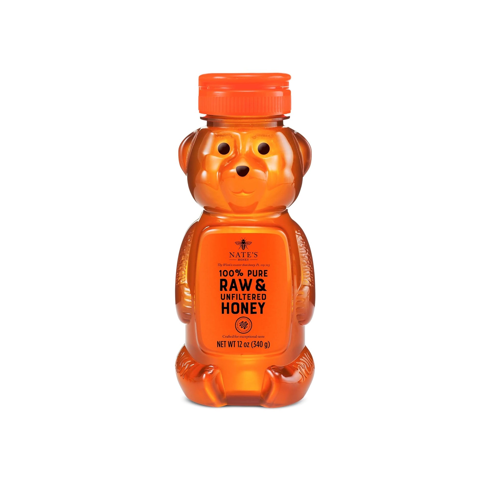 Nateƒ??s 100% Pure Raw Honey ƒ?? Unfiltered Honey Bear Bottle, 12 oz