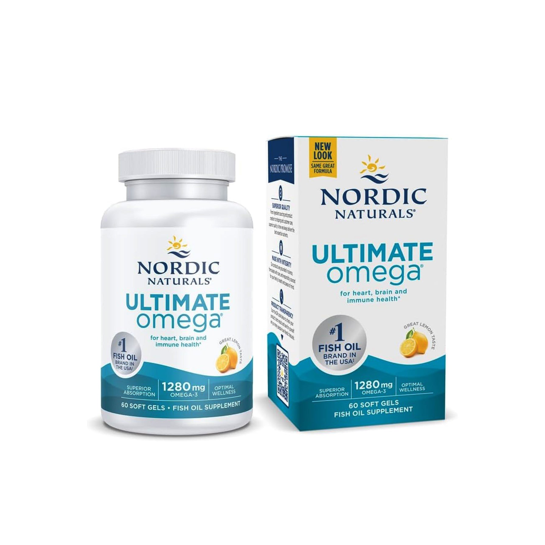 Nordic Naturals Ultimate Omega – High-Potency Omega-3 Fish Oil for Heart, Brain & Immune Health | 60 Softgels