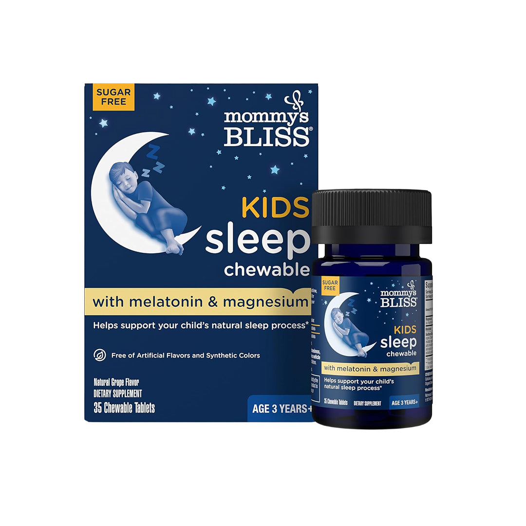Mommy's Bliss Kids Sleep Chewable Tablets, Contains Melatonin, Magnesium & Calming Herbs, Grape Flavor, Sugar Free, Age 3+ (35 Servings), 35 Count...