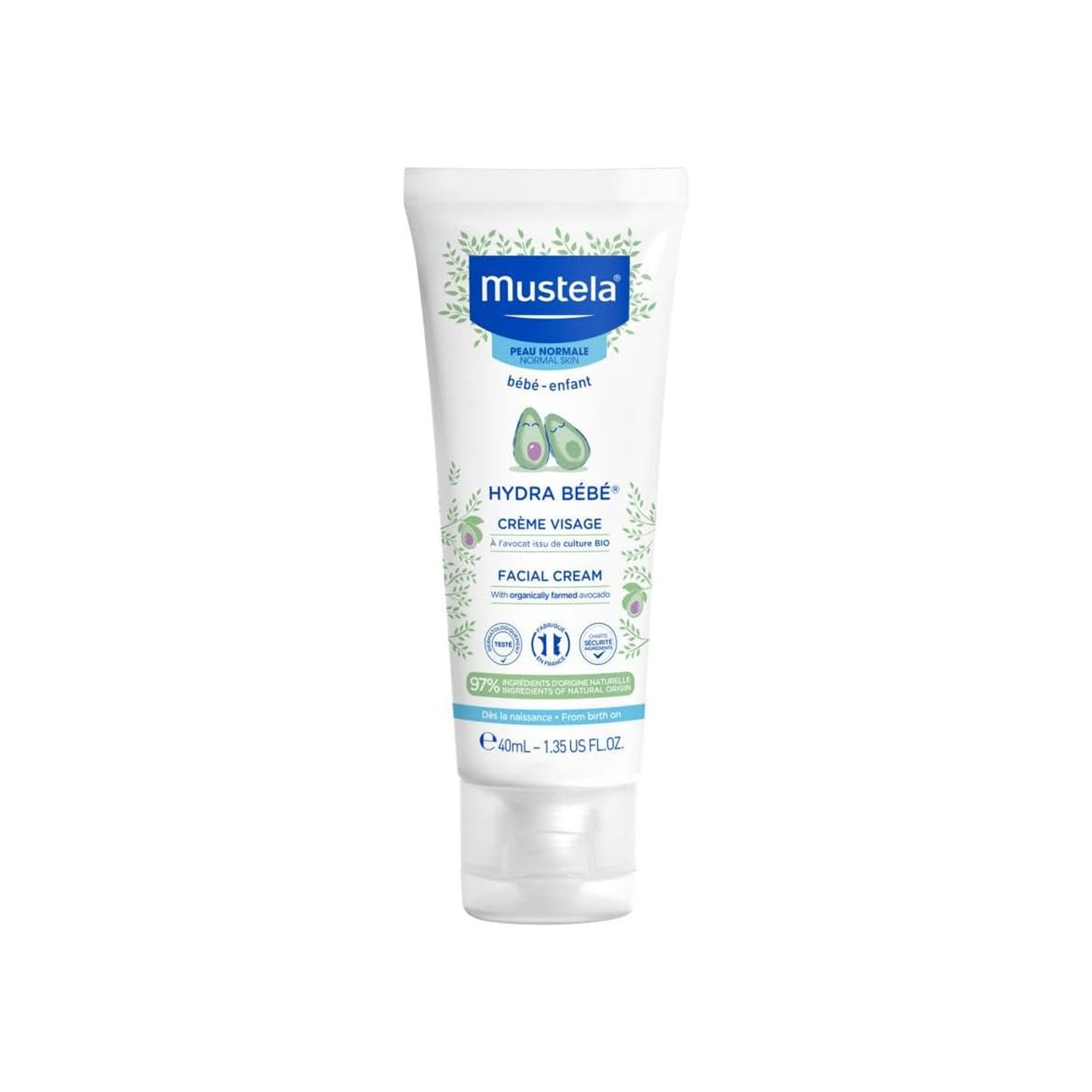 Mustela Hydra Bebe Face Cream ƒ?? Daily Baby Moisturizer with Avocado, 40ml