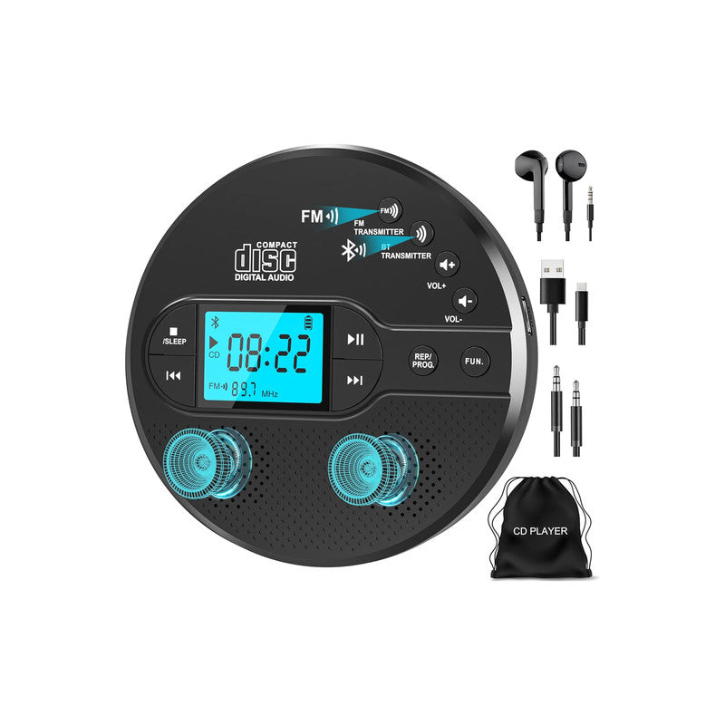 Sunoony Portable Bluetooth CD Player with FM Transmitter