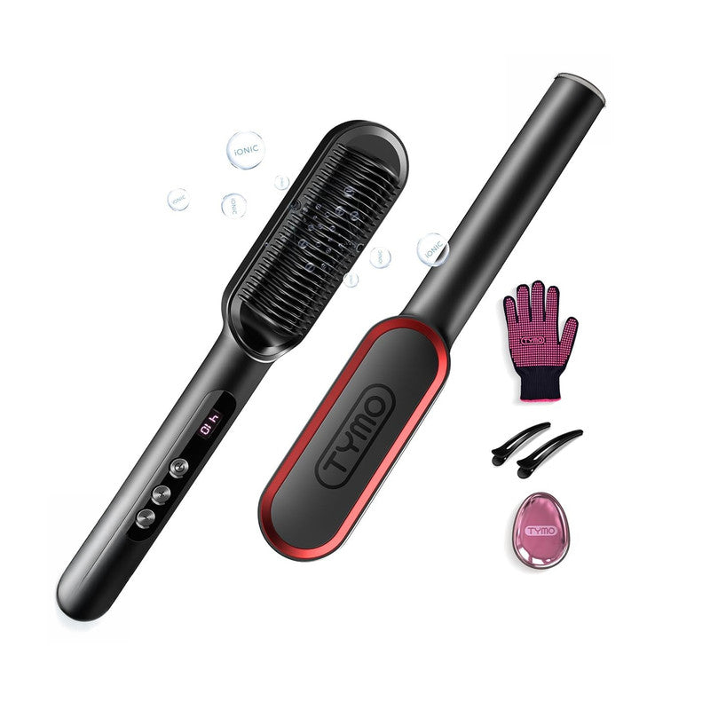 TYMO Ring Plus Ionic Hair Straightener Brush with 9 Heat Settings