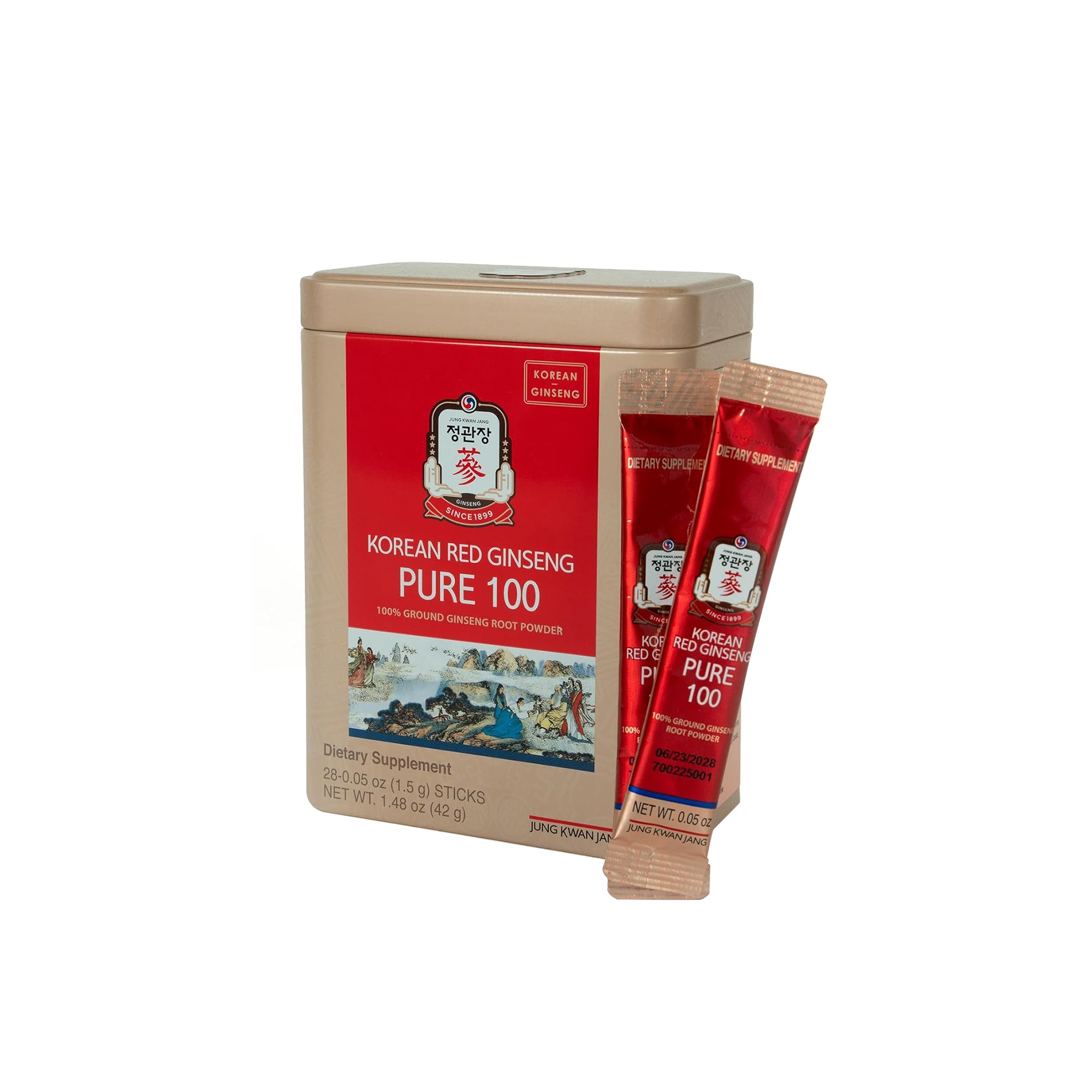 JungKwanJang Korean Red Ginseng Pure 100 ƒ?? Energy & Immune Support Sticks (28 Pack)