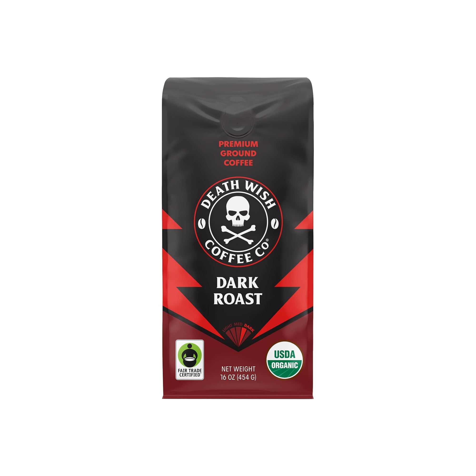 Death Wish Coffee Organic Dark Roast Ground Coffee ƒ?? Fair Trade, 16 oz