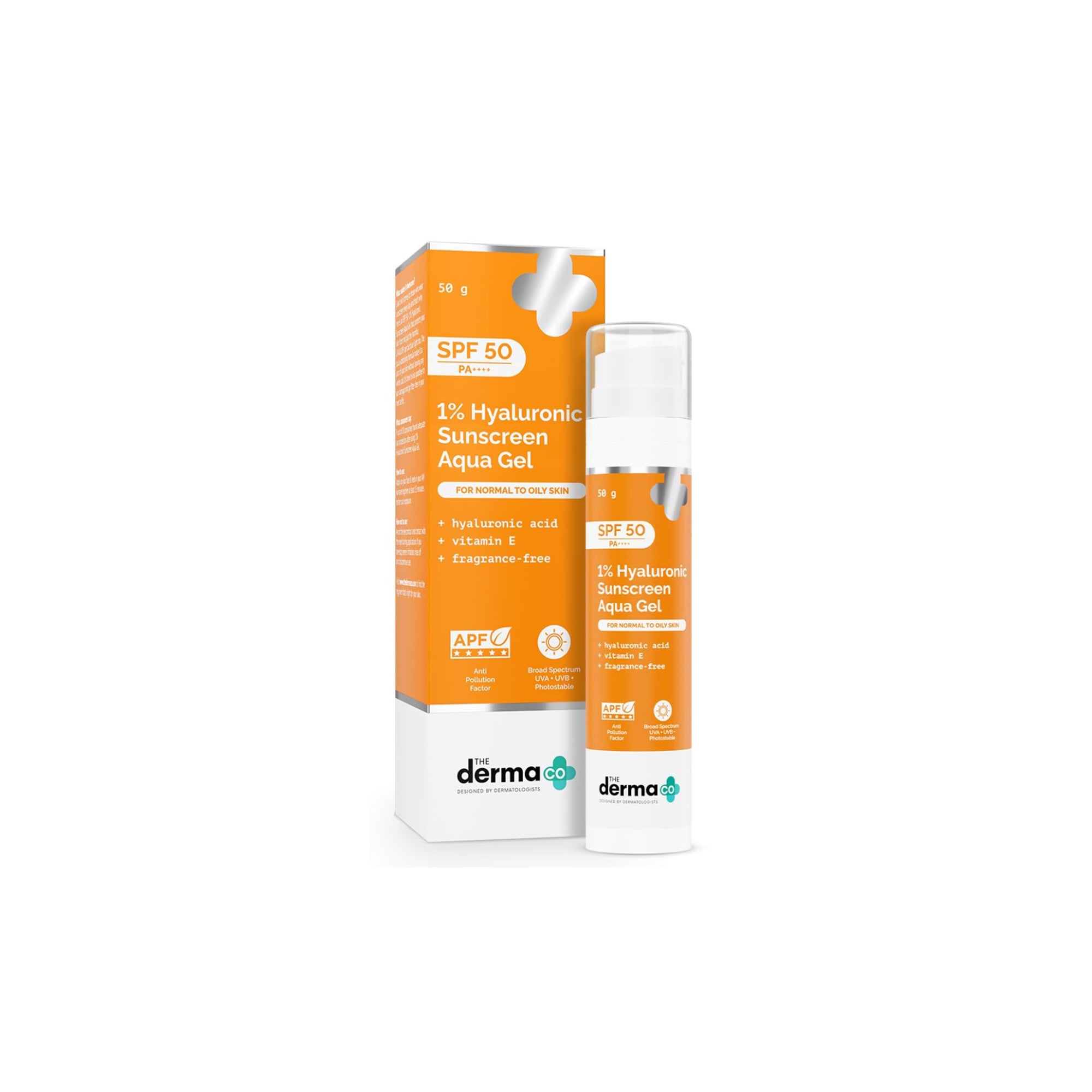 ذا ديرما كو واقي شمسي جل مائي حمض الهيالورونيك 1% بمعامل حماية SPF 50 وPA بلس، بدون أثر أبيض 50 جرام