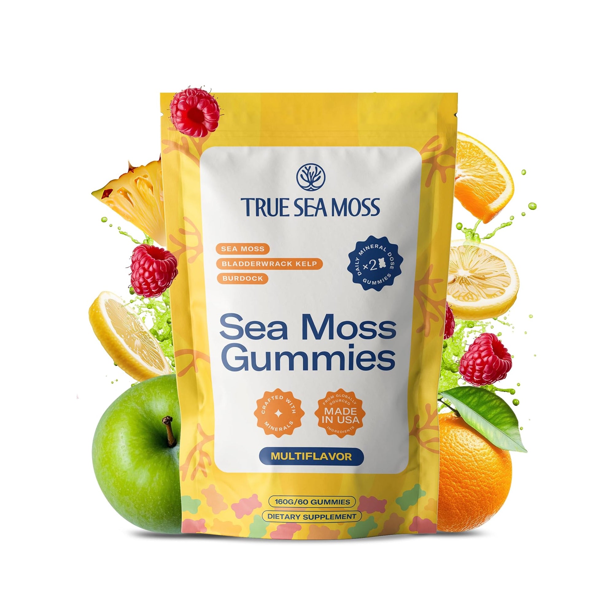 TrueSeaMoss Sea Moss Gummies ƒ?? Vegan Bladderwrack & Burdock Root Supplement (60 Count)