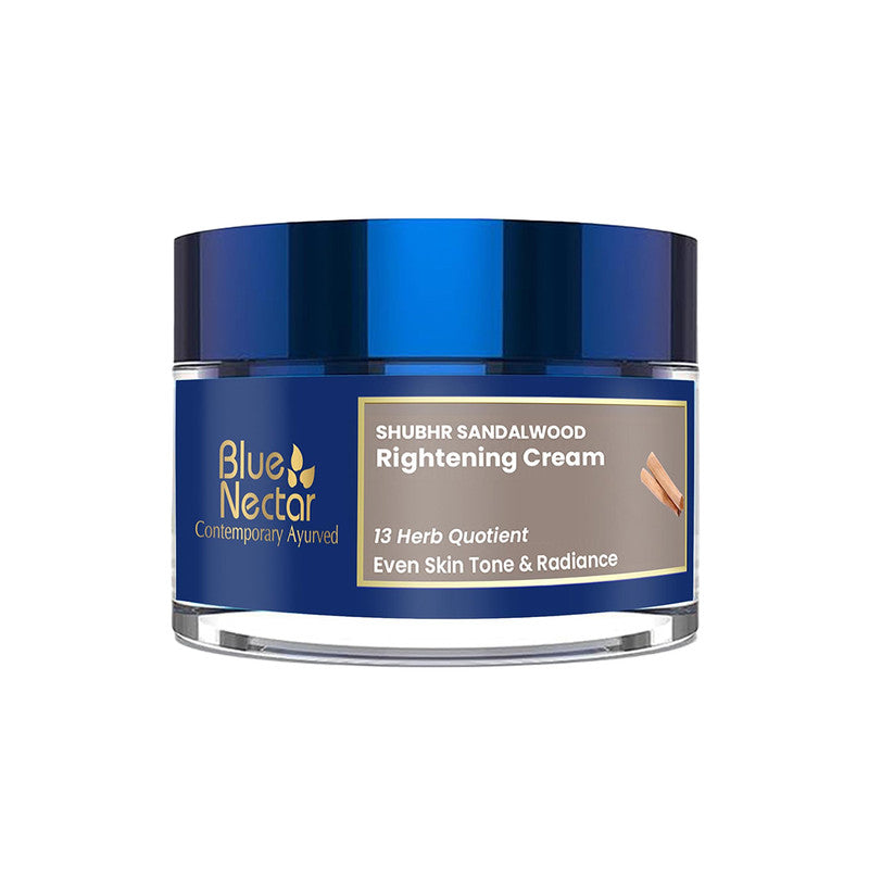 Blue Nectar Ayurvedic Sandalwood Radiance and Skin Brightening Cream | Moisturizing for Women for Daily Use | Face Cream for Women with Sun Protection (13 Herbs 50 g)