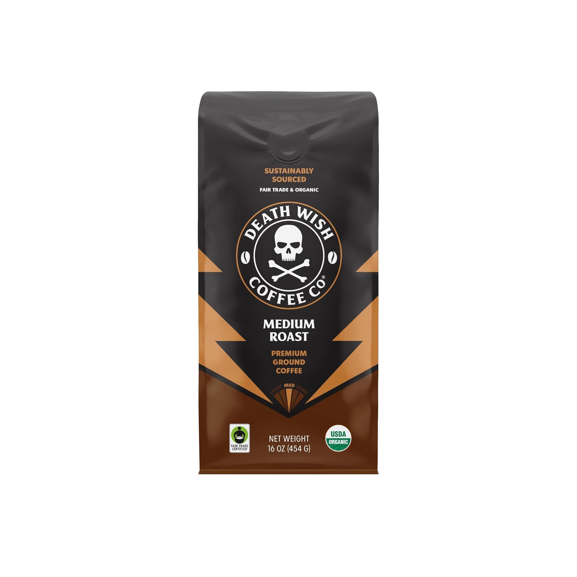 Death Wish Coffee Organic Medium Roast Ground Coffee ƒ?? Fair Trade, 16 oz