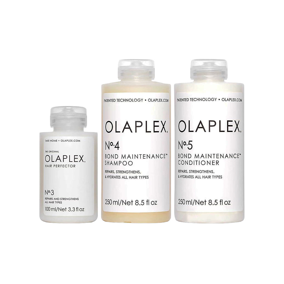 OLAPLEX 3-Piece No.3 Hair Perfector 100 Ml No.4 Bond Maintenance Shampoo 250 Ml And No.5 Bond Maintenance Conditioner 250Ml