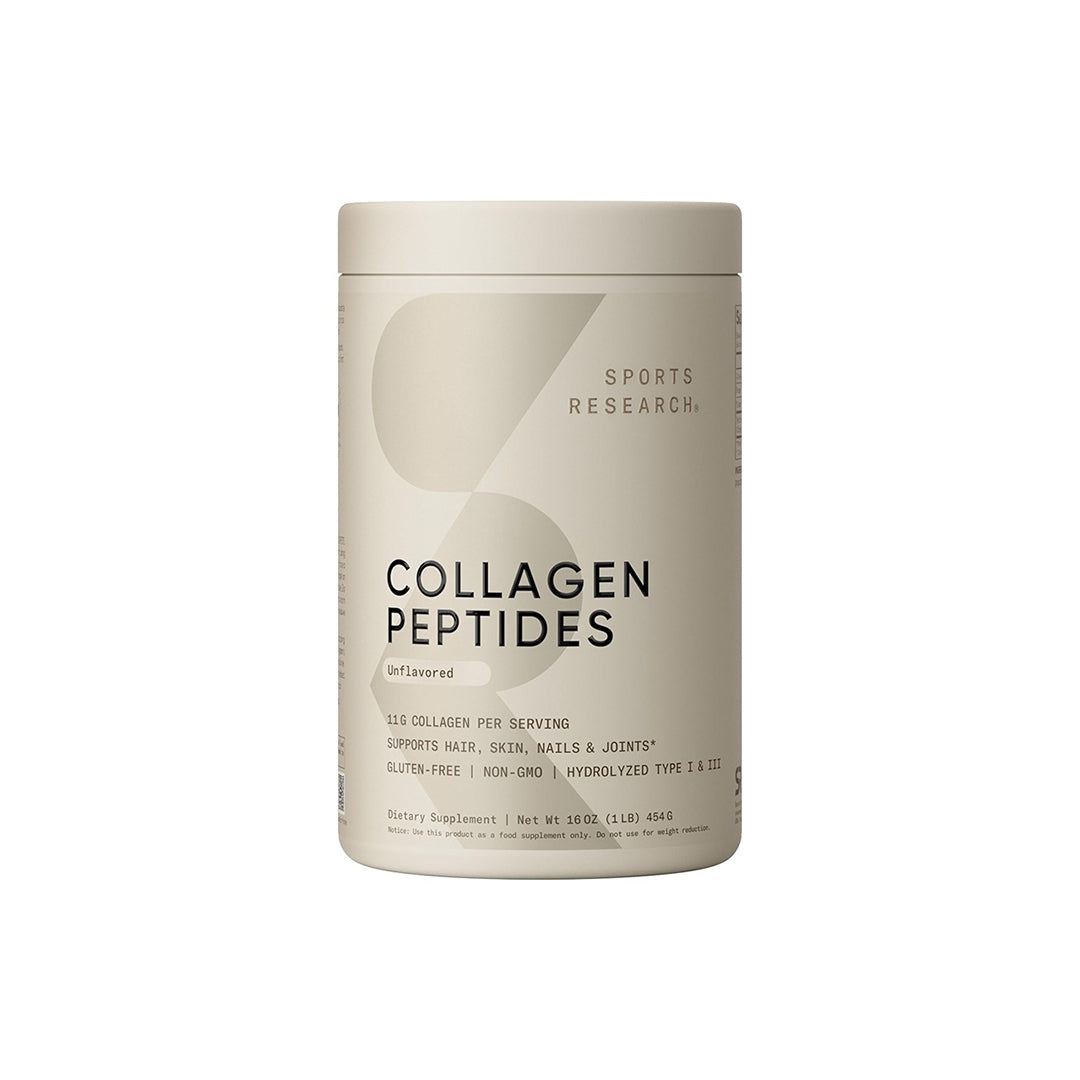 Sports Research Grass-Fed, Certified Paleo Friendly, Non-GMO and Gluten-Free Unflavored Collagen Peptides Powder (16 oz) pack may vary