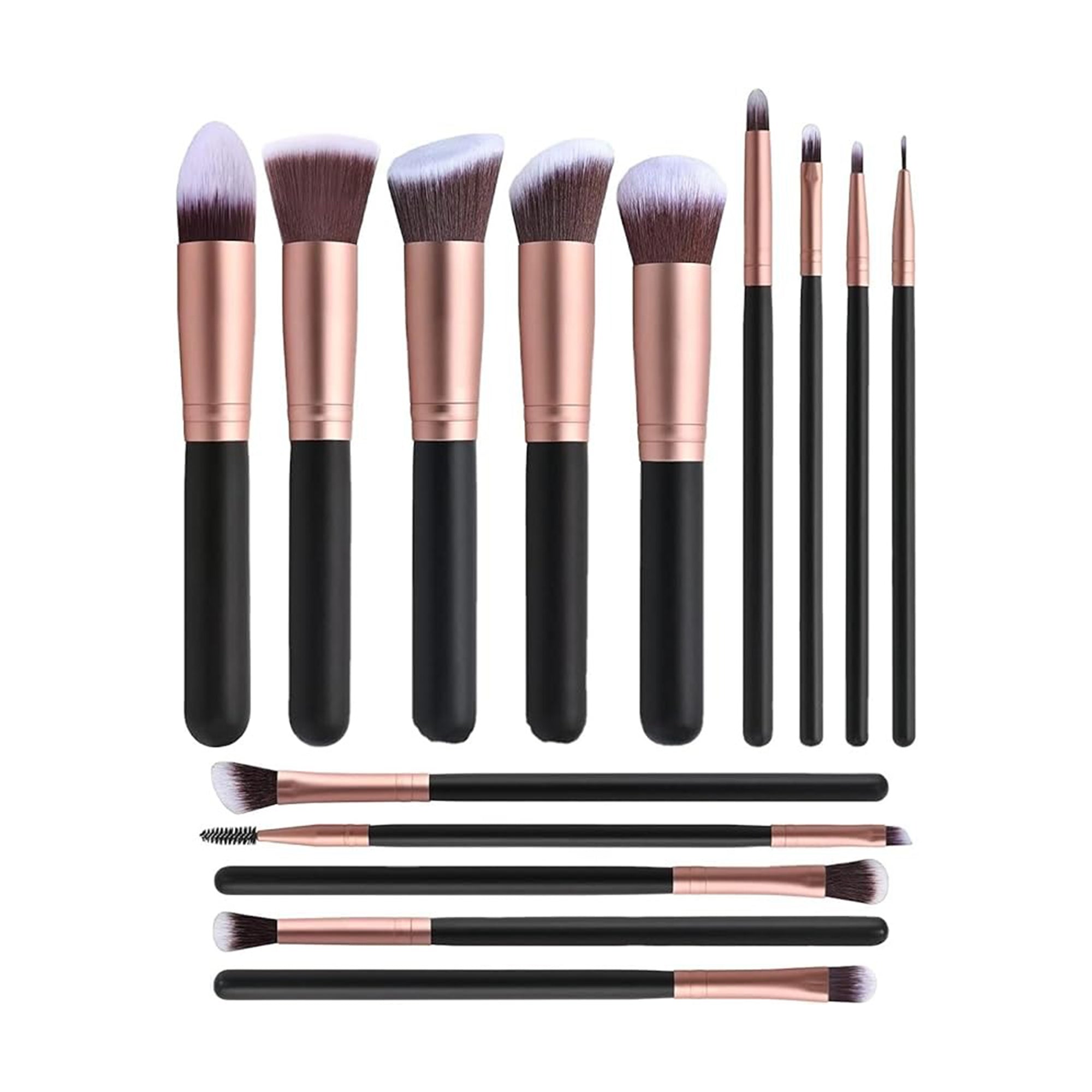 Rose Gold Makeup Brush Set – 14-Piece Essential Beauty Brush Kit for Face & Eyes