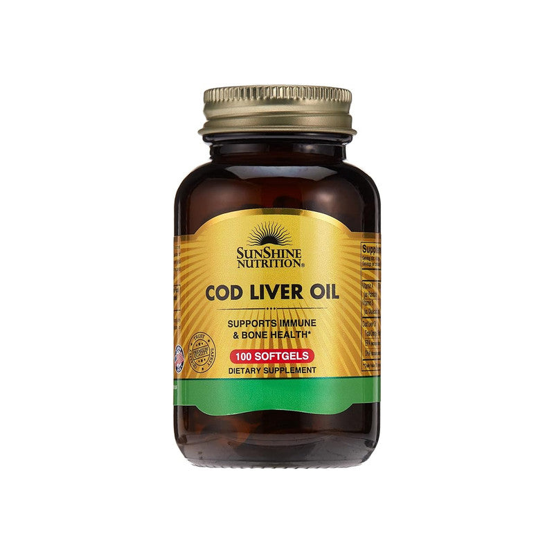 Sunshine Nutrition Cod Liver Oil Softgels ƒ?? Omega-3 with Vitamins A & D (100 Count)