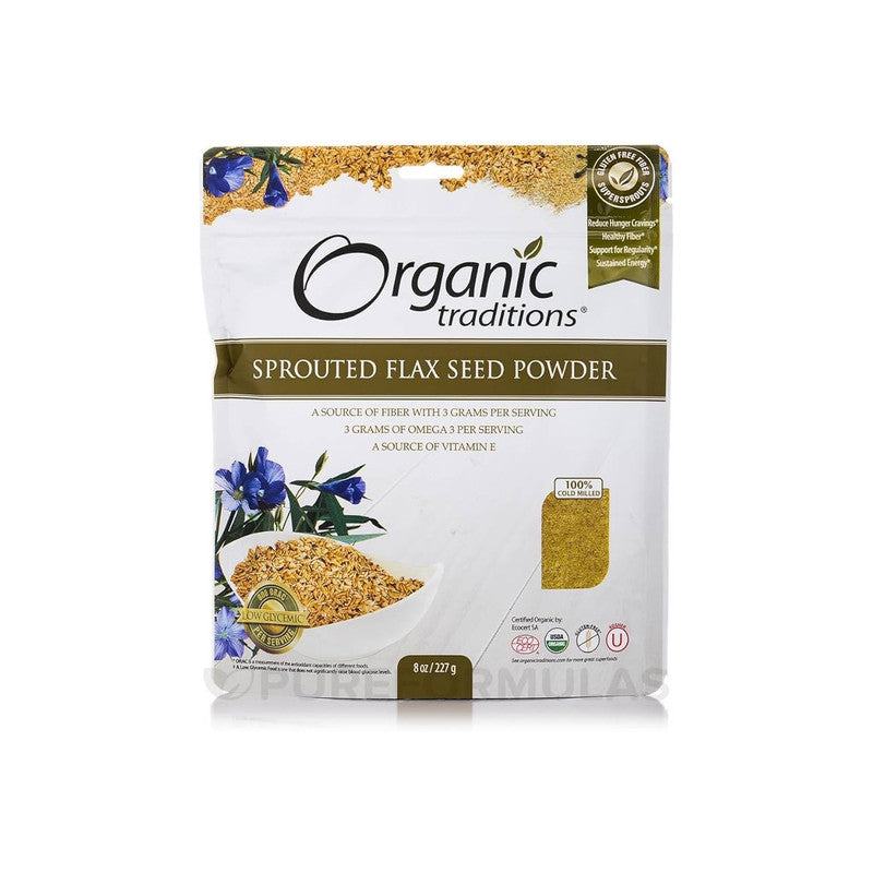 Organic Traditions Sprouted Golden Flax Seed Powder Fiber & Omega-3 Rich 227g