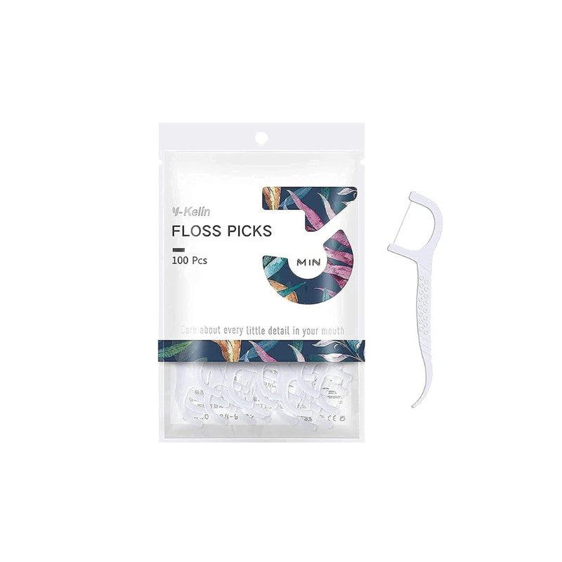 Y-Kelin Dental Floss Picks 100 Pack Tooth Cleaning Floss Sticks