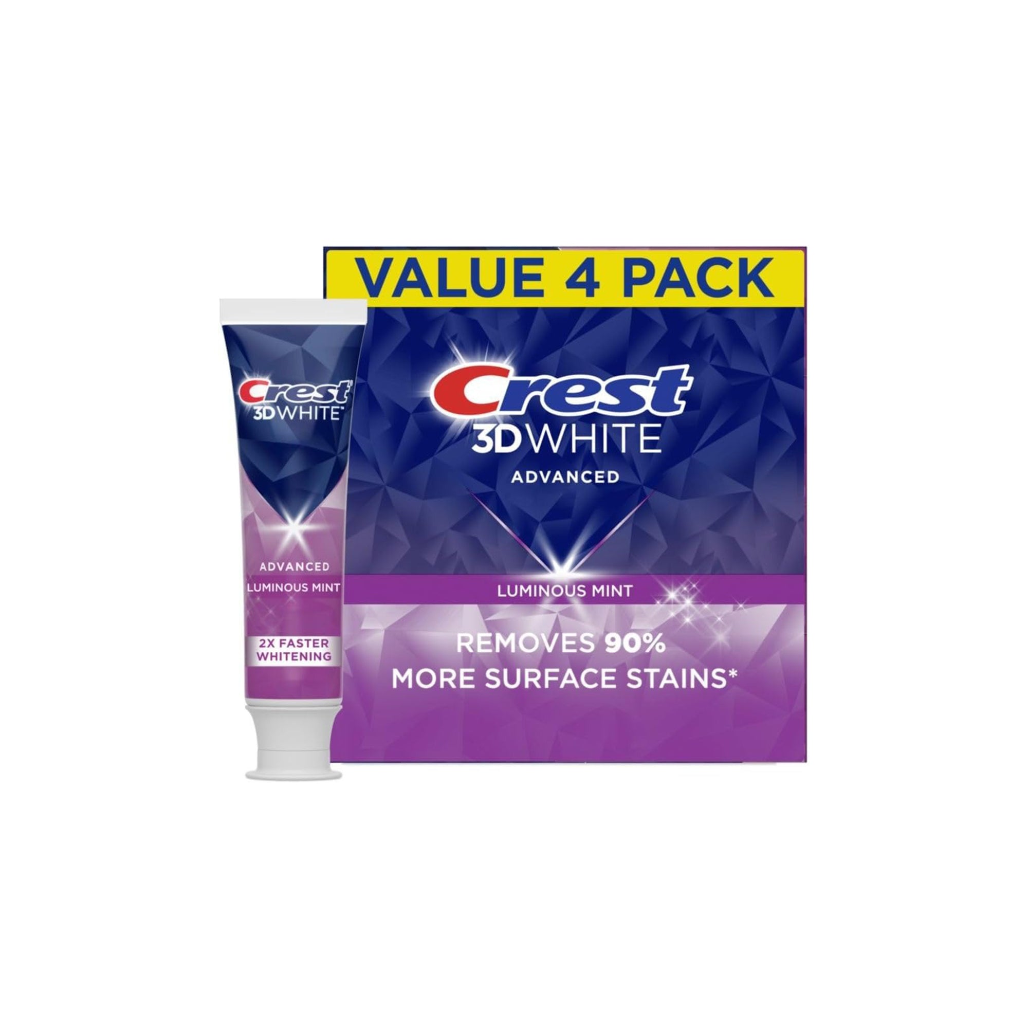 Crest 3D White Advanced Toothpaste – Luminous Mint Teeth Whitening Formula | 3.7 oz (Pack of 4)
