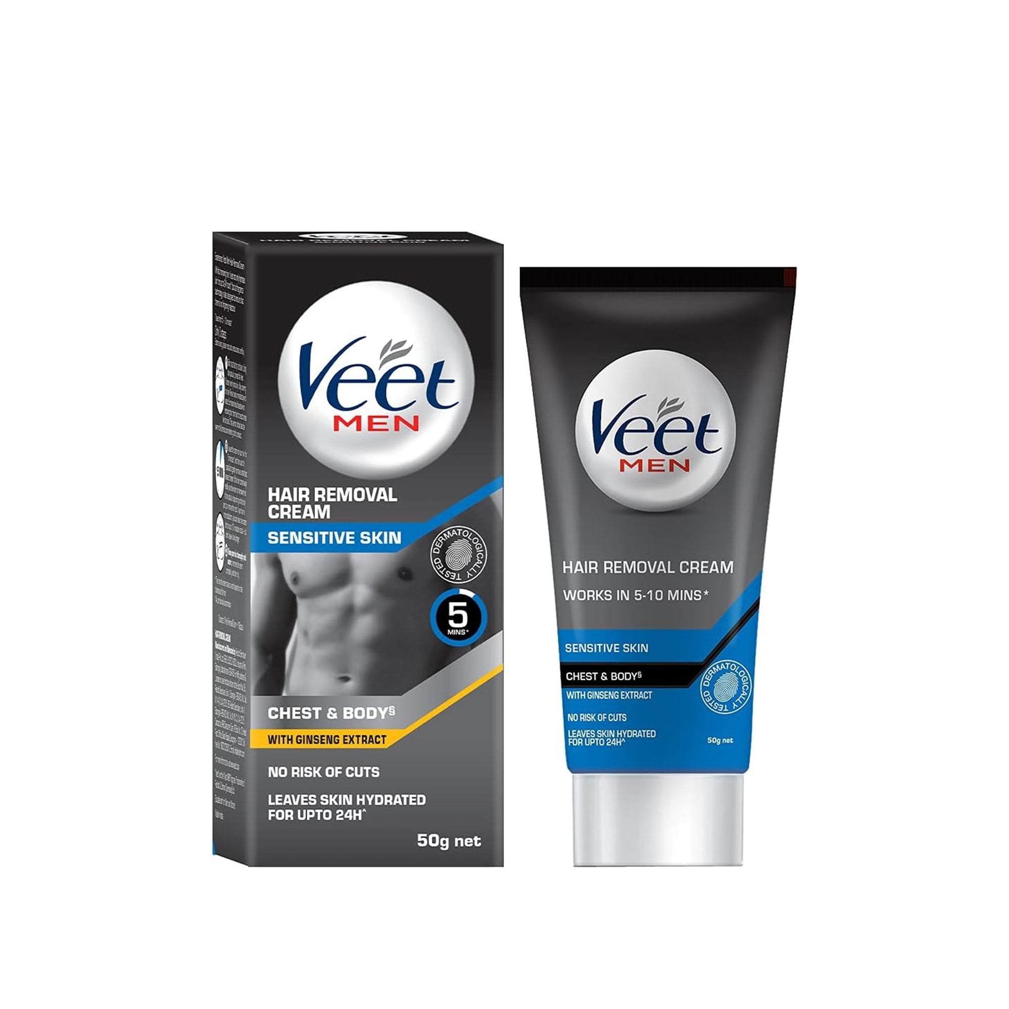 Veet Men Hair Removal Cream – Sensitive Skin Formula for Chest & Body | 50 g