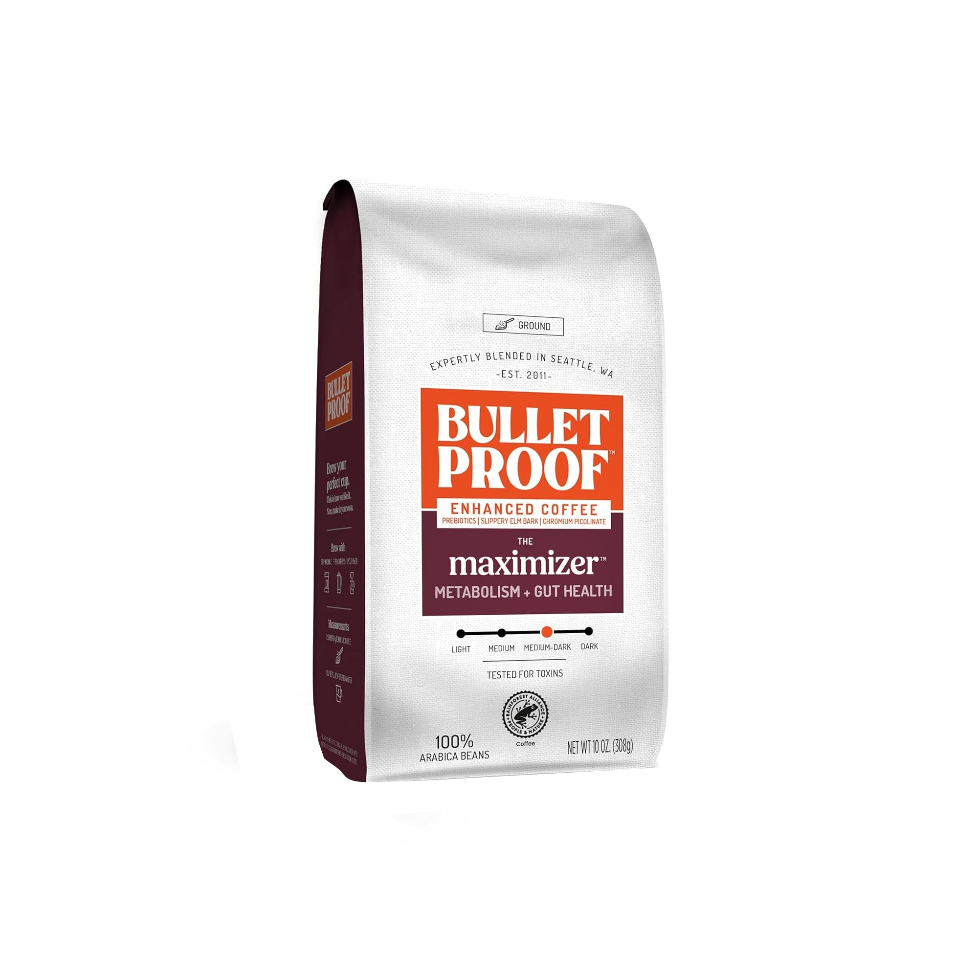 Bulletproof Maximizer Coffee ƒ?? Prebiotic Medium-Dark Roast Ground Coffee, 10 oz