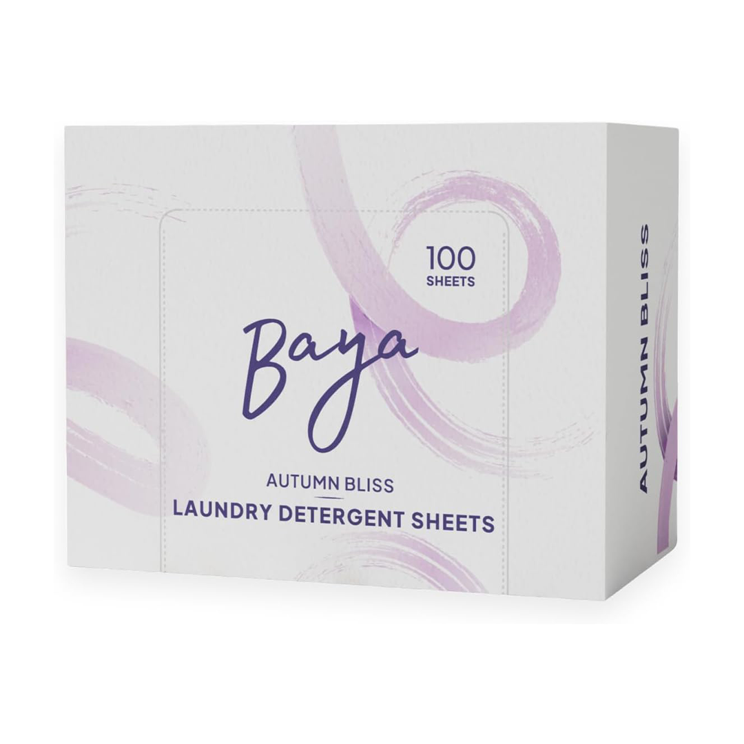 Baya Laundry Detergent Sheets Autumn Bliss Scent 100 Sheets Eco Friendly Liquidless Laundry Soap for Stain and Odor Removal