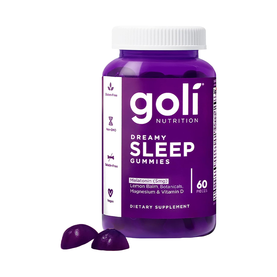 Goli Dreamy Sleep Gummy - 60 Count - Melatonin, Vitamin D, Magnesium, and Lemon Balm Extract - Gelatin-Free, Gluten-Free, Vegan & Non-GMO 1