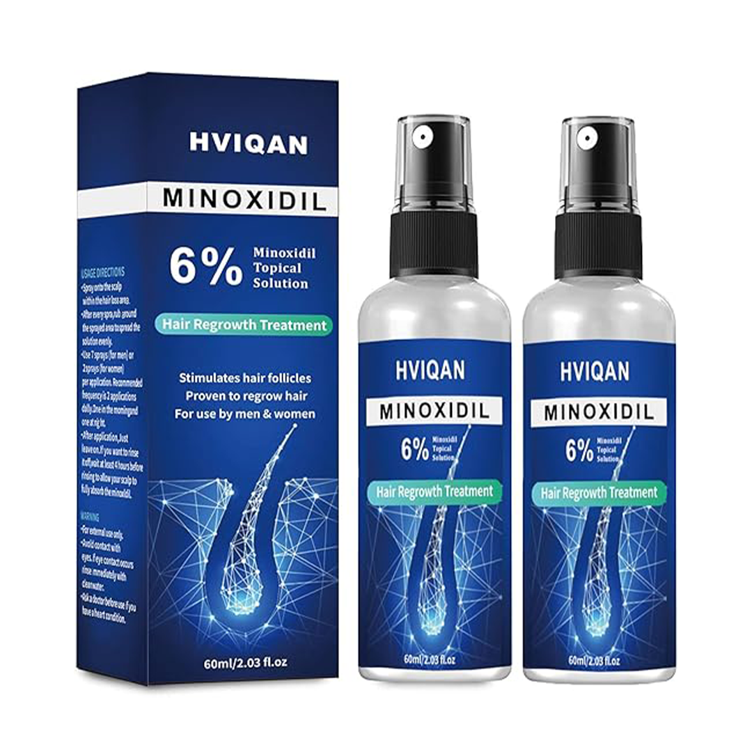 2-Pack 6% Minoxidil Hair & Beard Growth Spray (60ml)