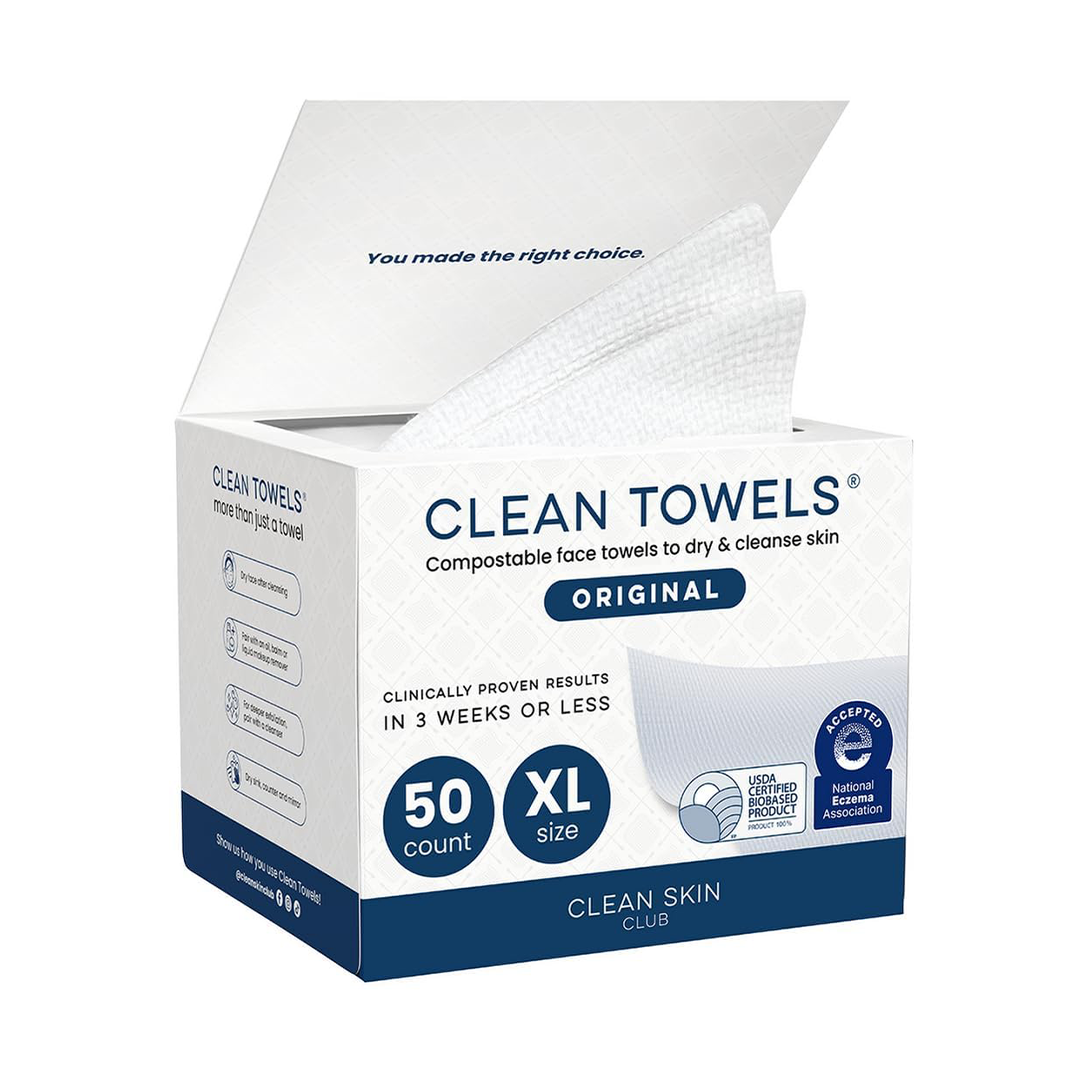Clean Skin Club Clean Towels XLƒ?› ƒ?? Biobased Disposable Face Towels