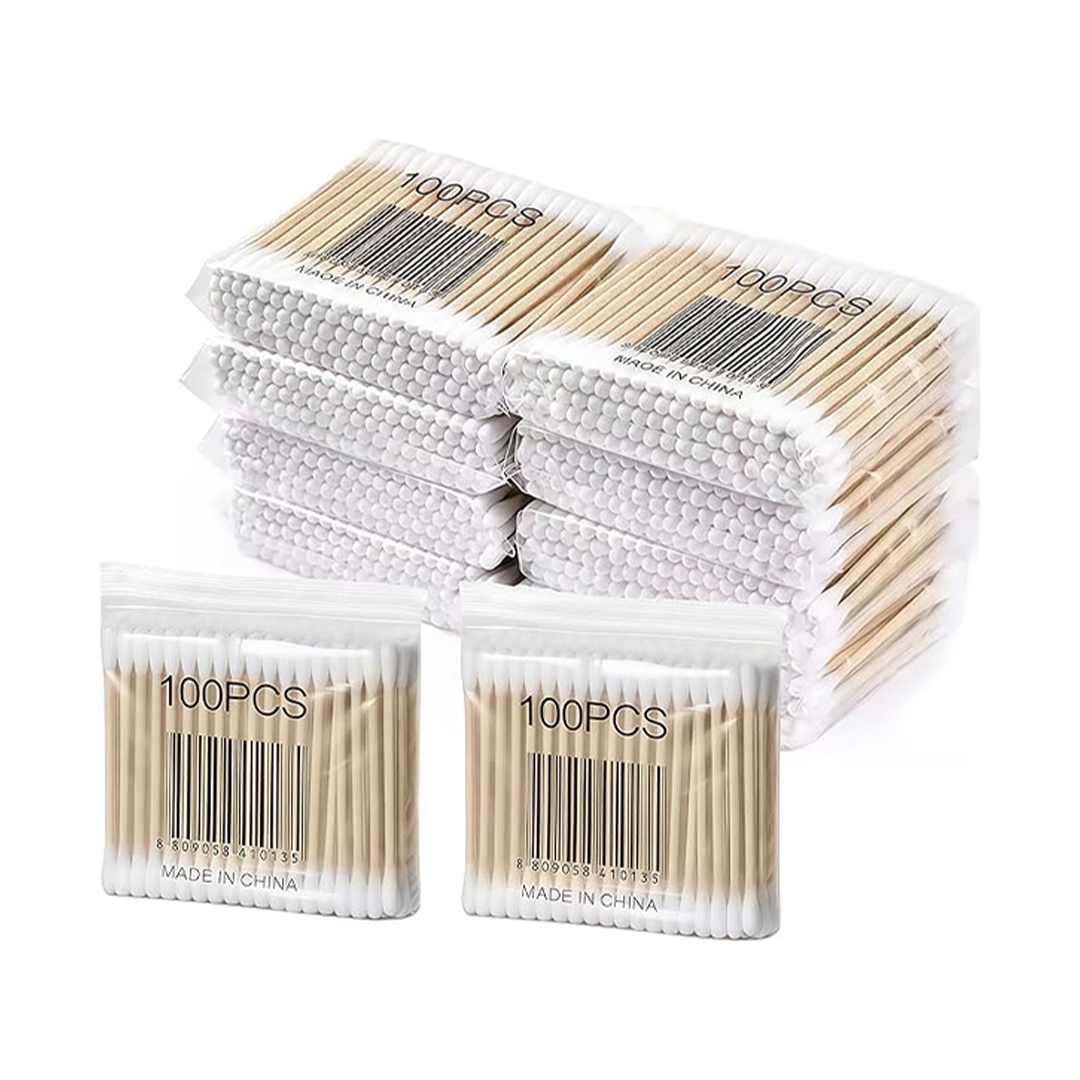 1000 Pcs Wooden Cotton Buds Bamboo Cotton Swabs Double Tipped Q Tips for Ear Cleaning Makeup Nail Care and Daily Use