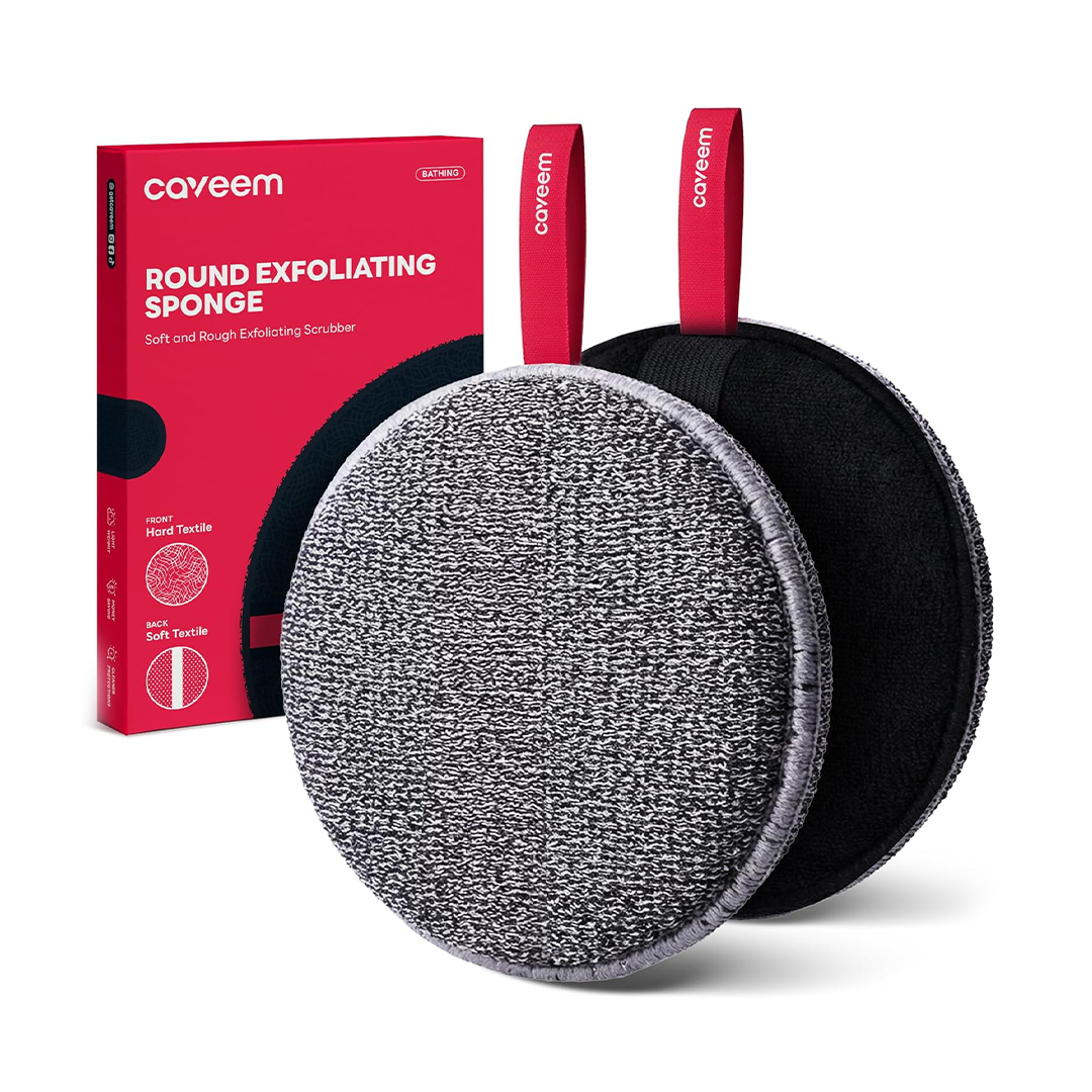 Exfoliating Body Scrubber Sponge Dual Texture Bath Buffer (2 Pack)
