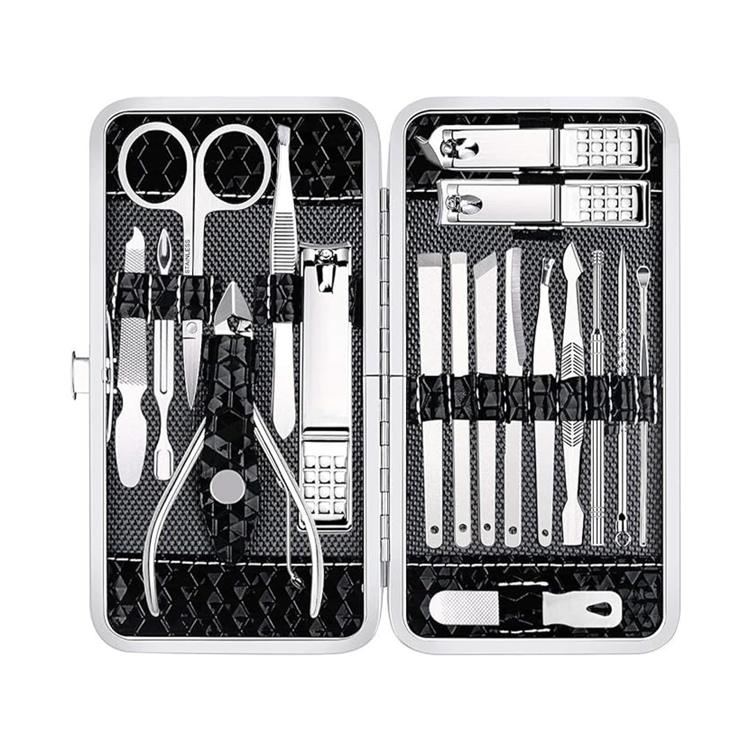 18-Piece Nail Clippers Set ƒ?? Stainless Steel Manicure & Pedicure Grooming Kit with Case