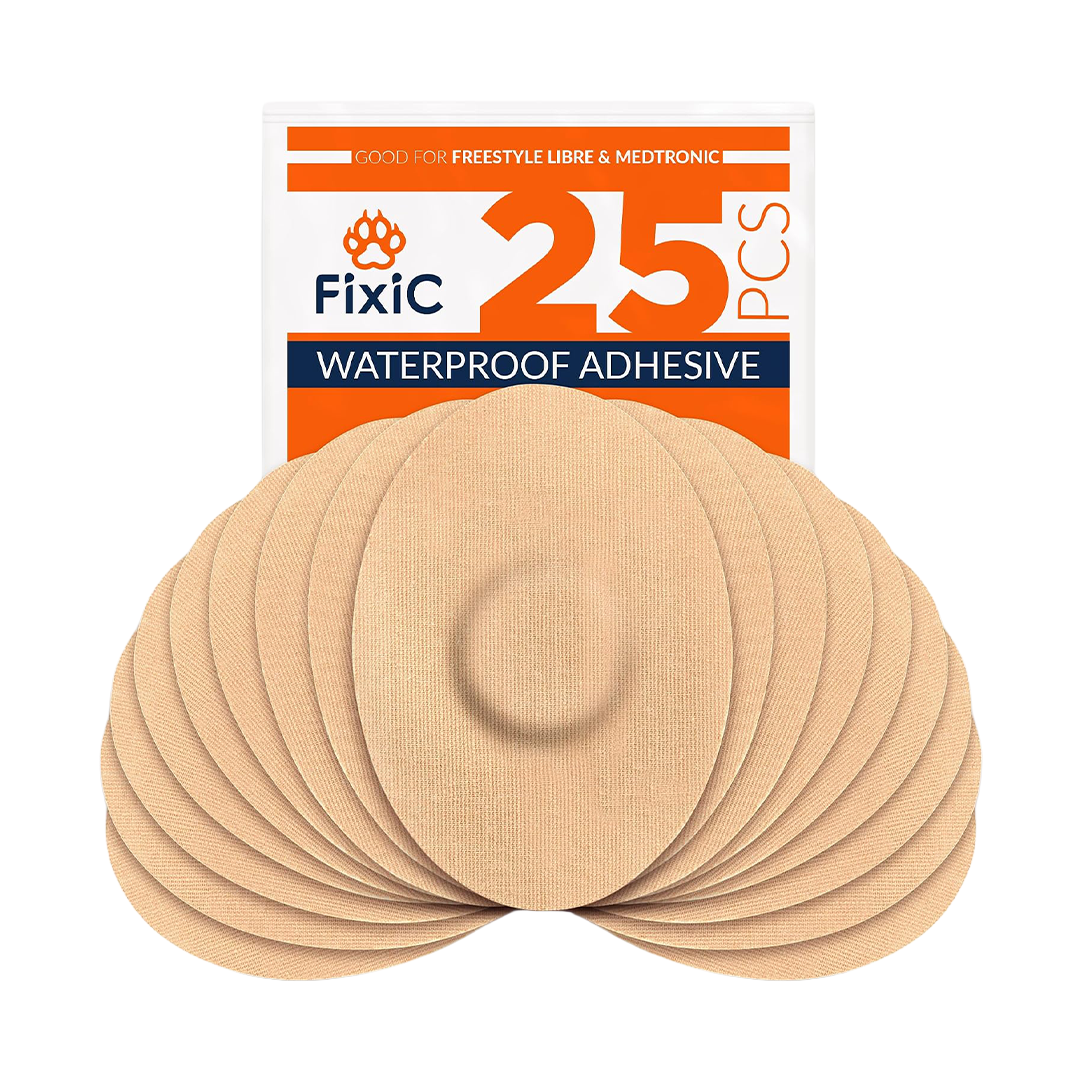 FixiC Freestyle Adhesive Patches Waterproof CGM Sensor Covers (25 Pack)