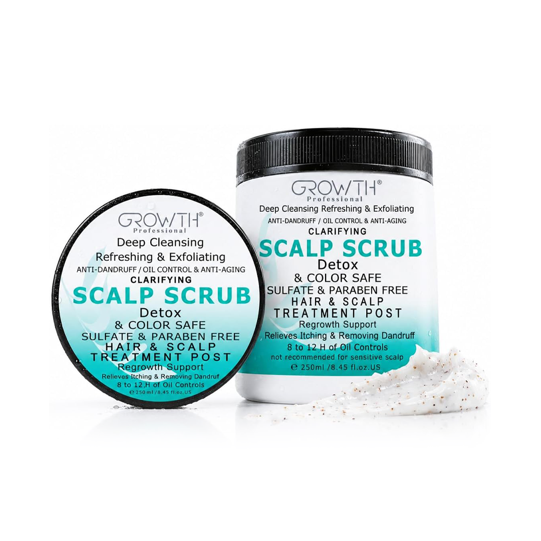 Growth Professional Detox Hair & Scalp Scrub 250ml Anti Dandruff Oil Control Deep Cleansing Scalp Treatment for Hair Regrowth Support