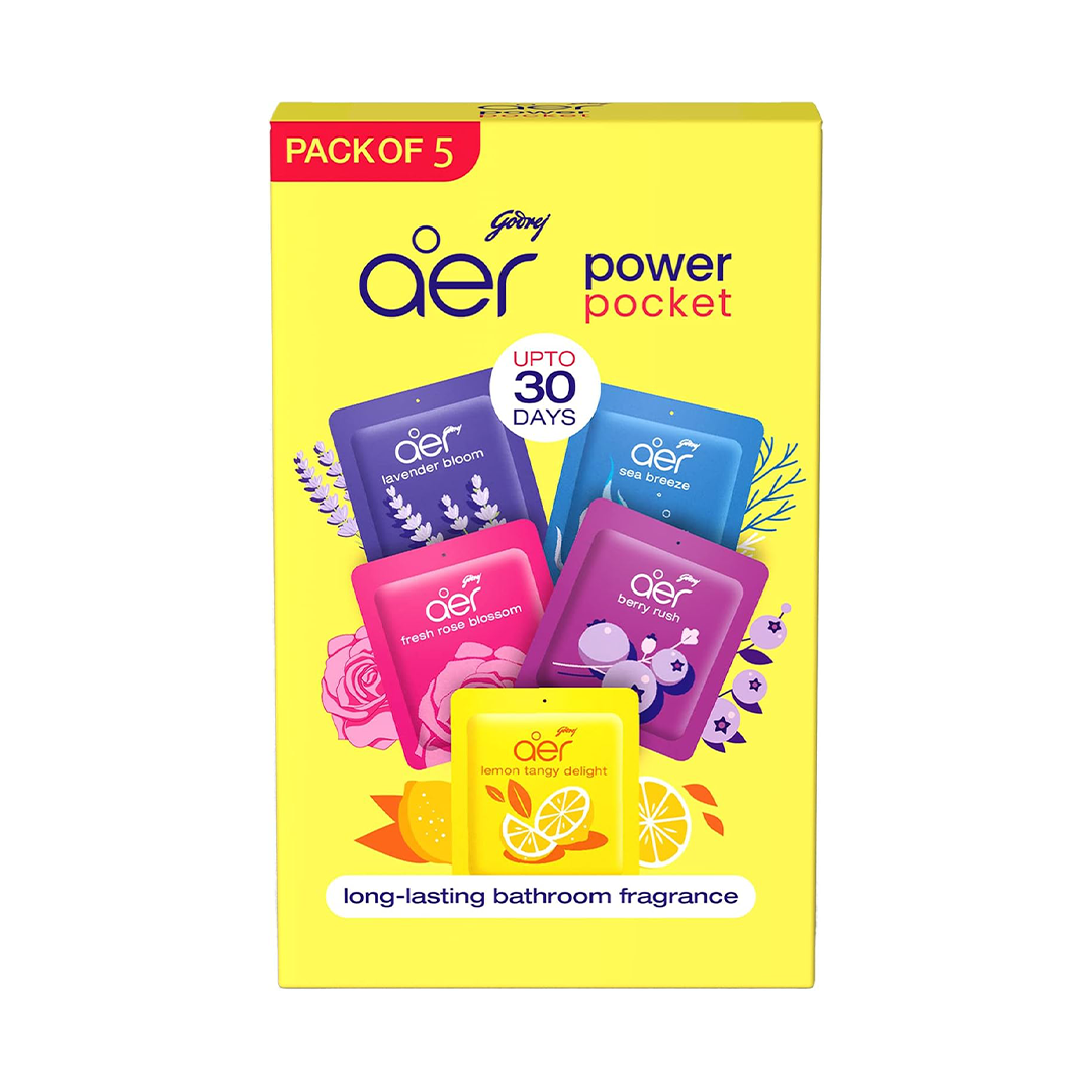 Godrej aer Power Pocket Air Freshener Bathroom & Toilet Fragrance (Pack of 5)