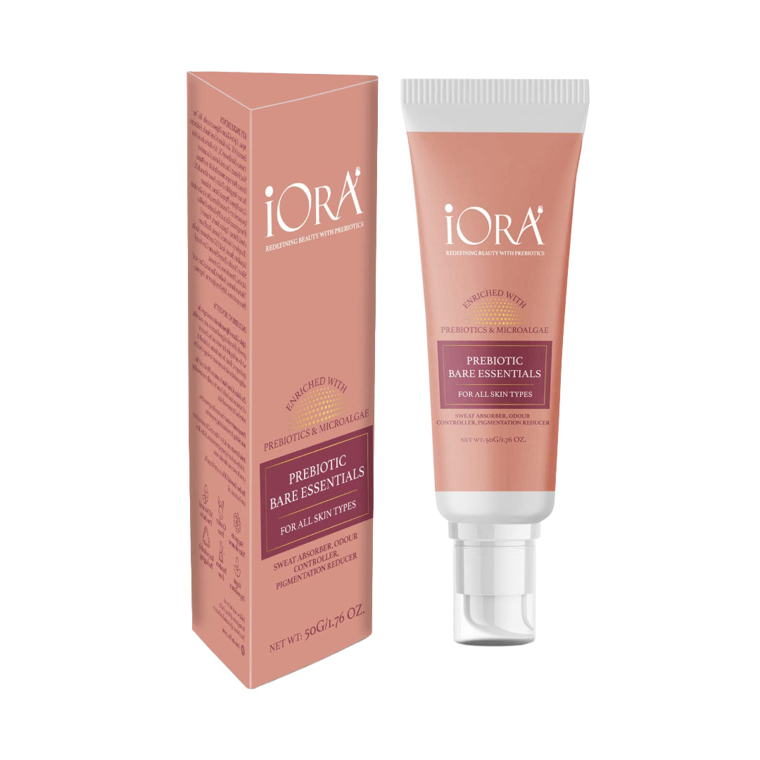 iORA Prebiotic Bare Essentials for Initimate Care for intimate areas | Pomegranate, Amla & Papaya Extracts & Essential Oils | Reducing Pigmentation, Sweat Absorbant,Prevents Chafing | For Men & Women