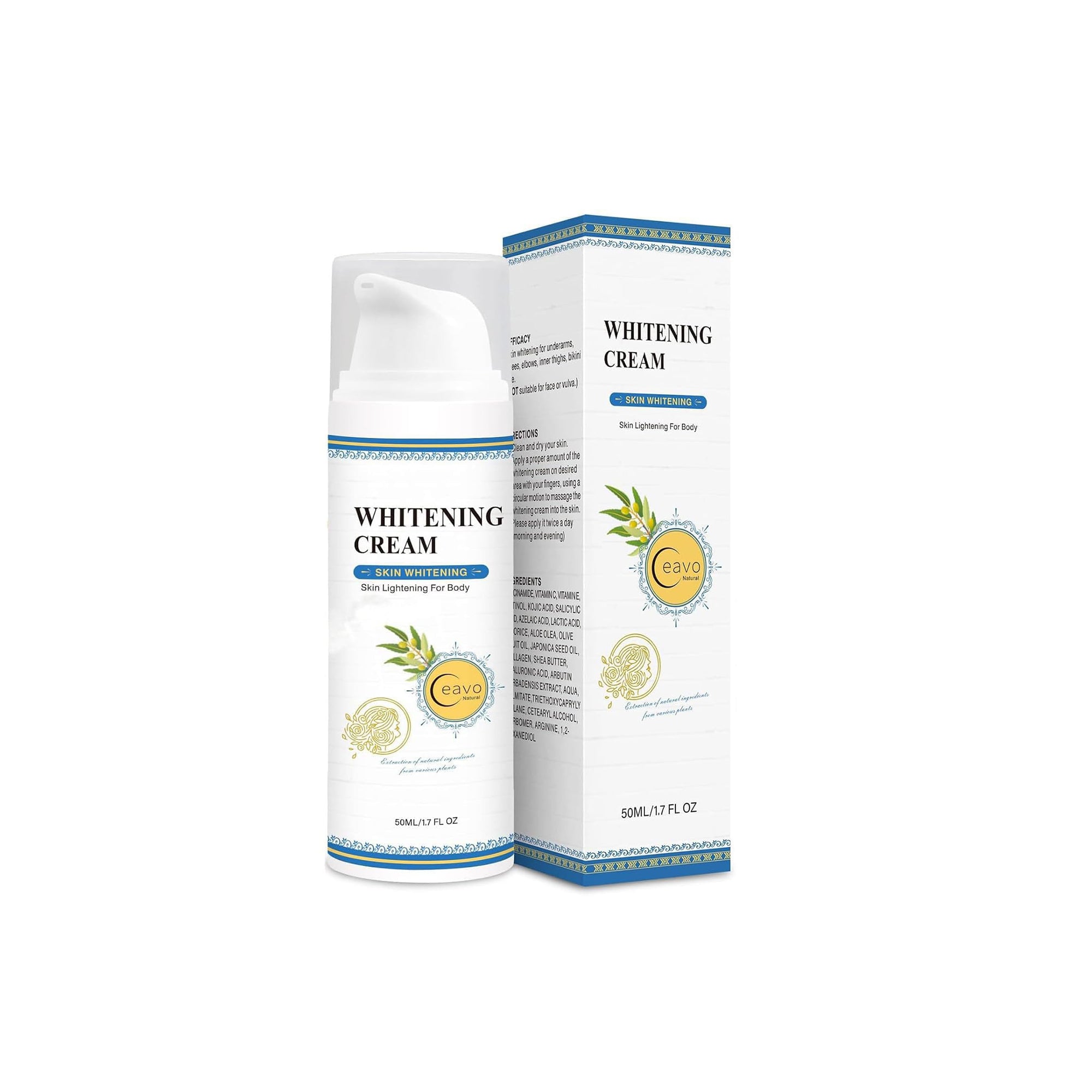 Ceavo Skin Whitening & Brightening Cream for Body & Intimate Areas – Dark Spot Corrector for Underarms, Knees, Elbows & Bikini Line | 50 mL (1.7 fl oz)