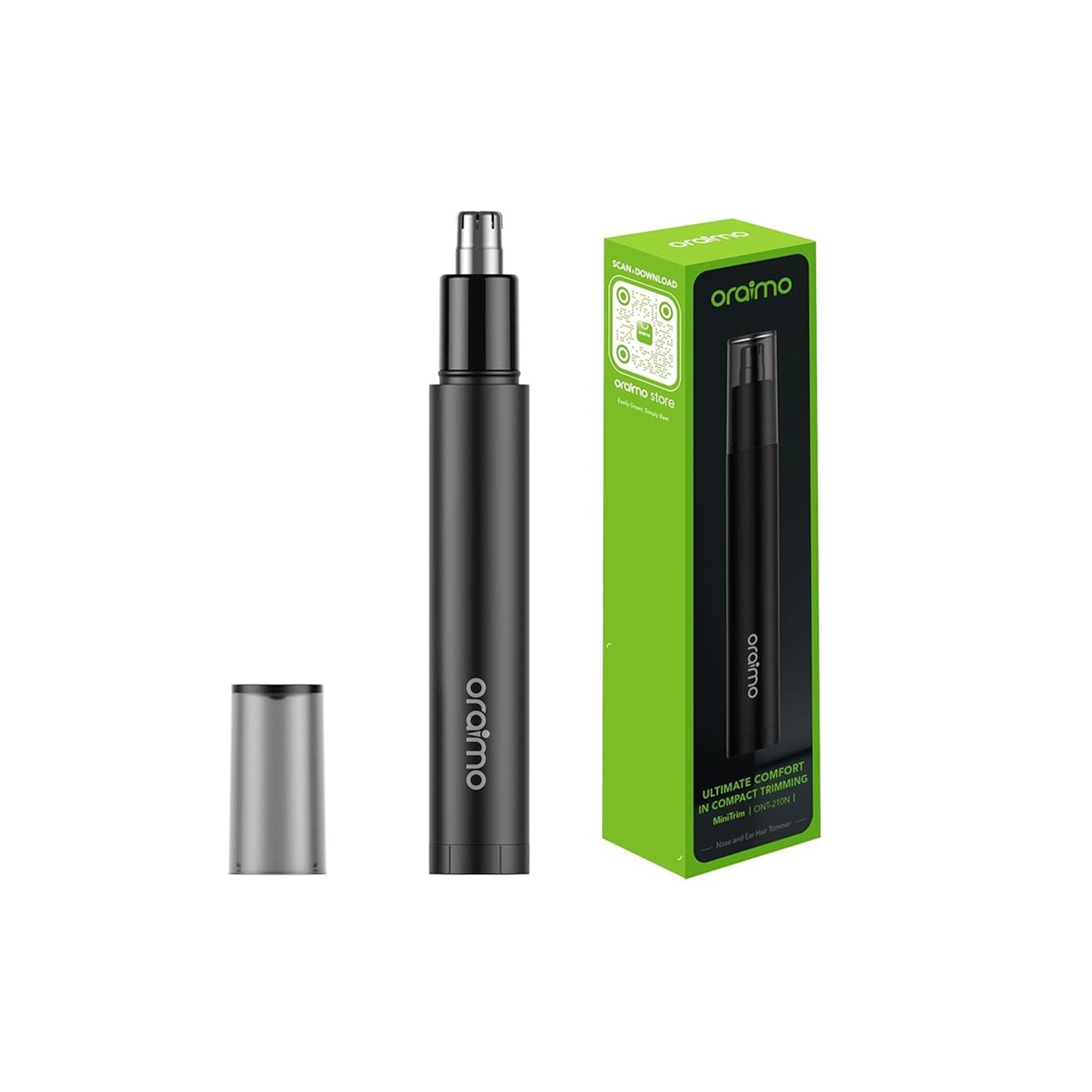 Oraimo Nose Hair Trimmer – Stainless Steel Dual-Blade Nose & Ear Trimmer for Men & Women, Portable & Quiet Design