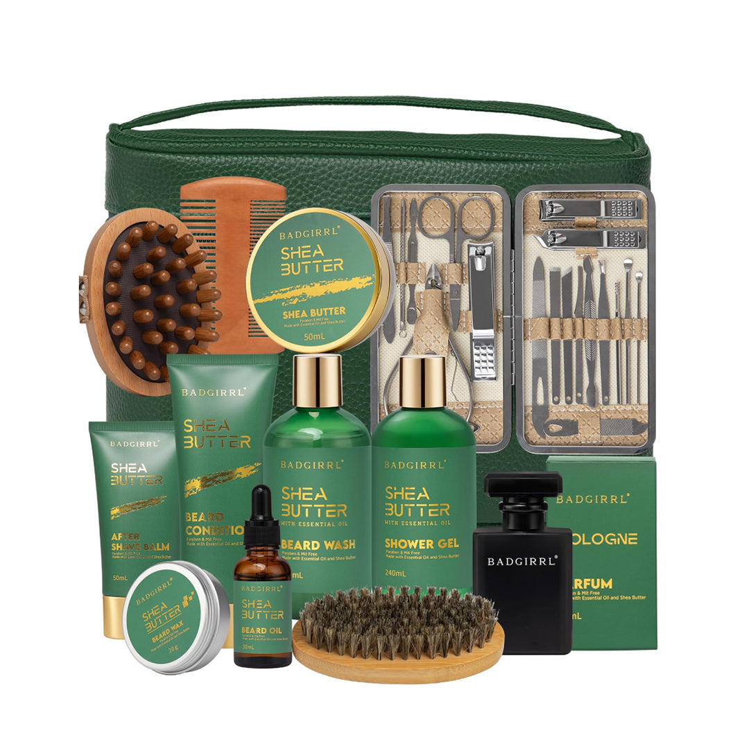 32 Pcs Christmas Gifts Fathers Day Gift for Men - Shea Butter Bath and Beard Care Kit for Dad Bath and Body Gift Set for Fathers Day Birthday Gift for Men Beard Kit Spa Gift set