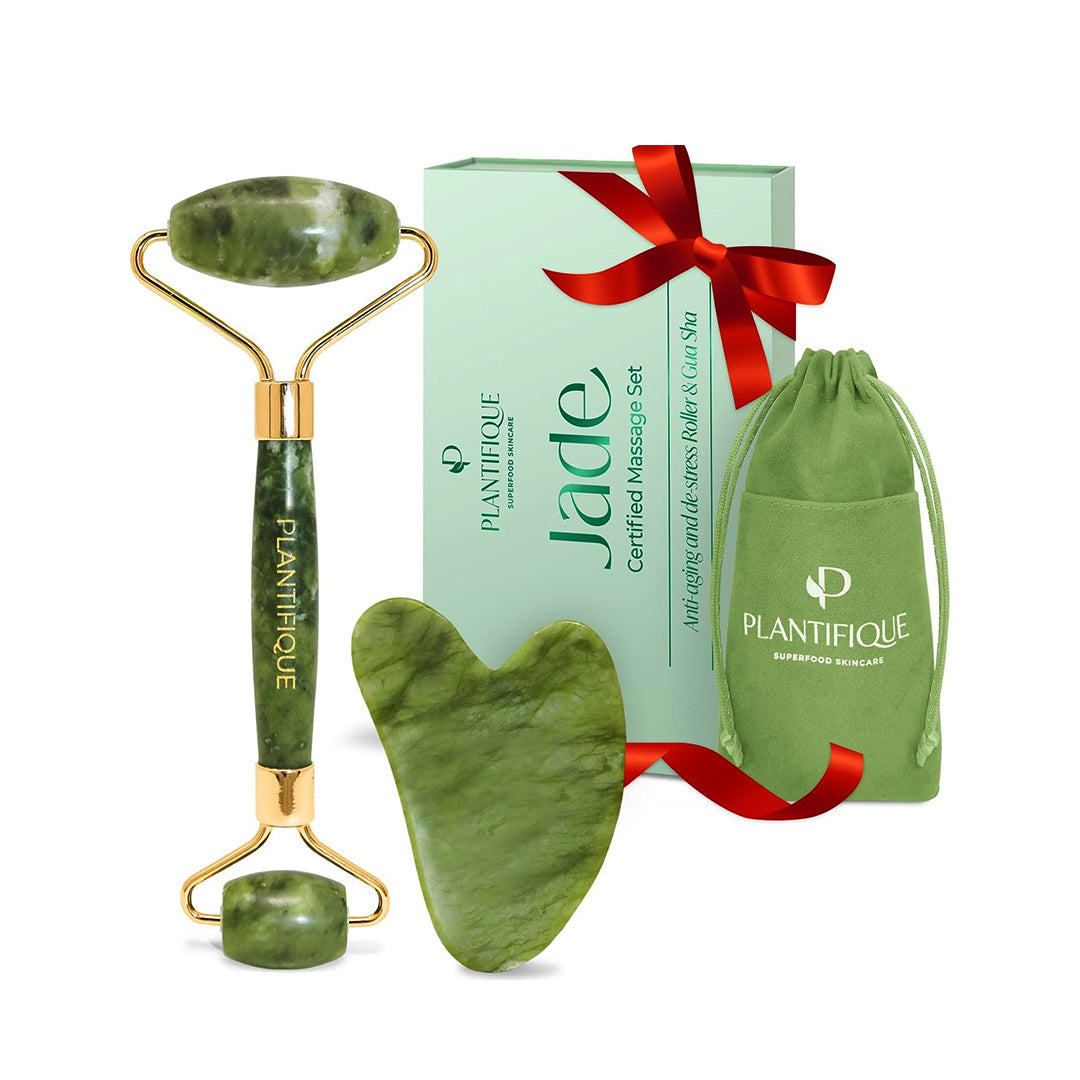 PLANTIFIQUE – Premium Gua Sha and Jade Roller Gift Set