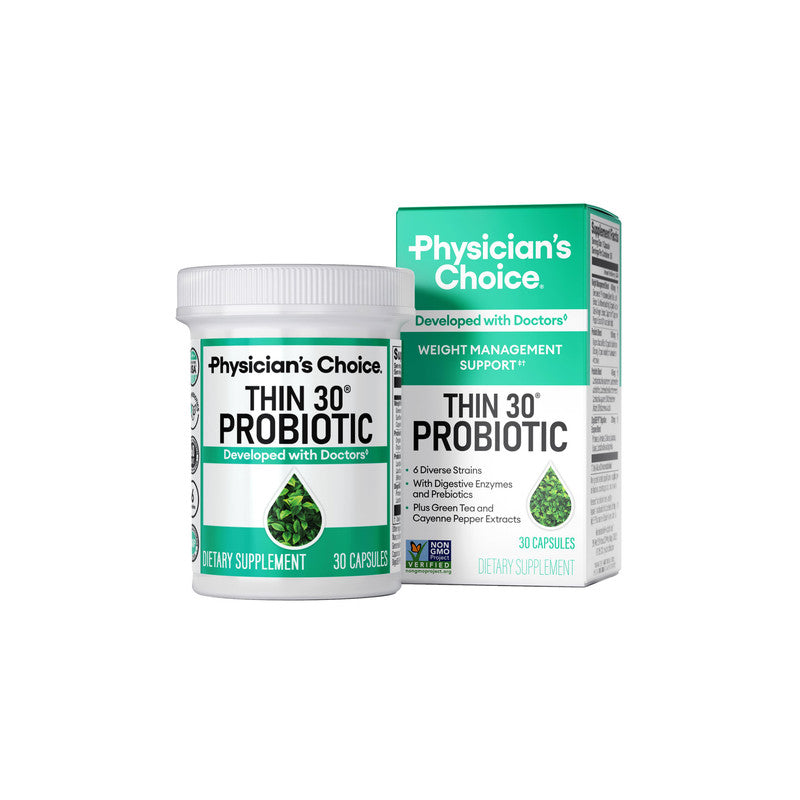 Physician's CHOICE Probiotics for Weight Management & Bloating - 6 Probiotic Strains - Prebiotics - Key ingredient Cayenne - Supports Gut Health - Weight Management for Women & Men - Green Tea - 30 CT